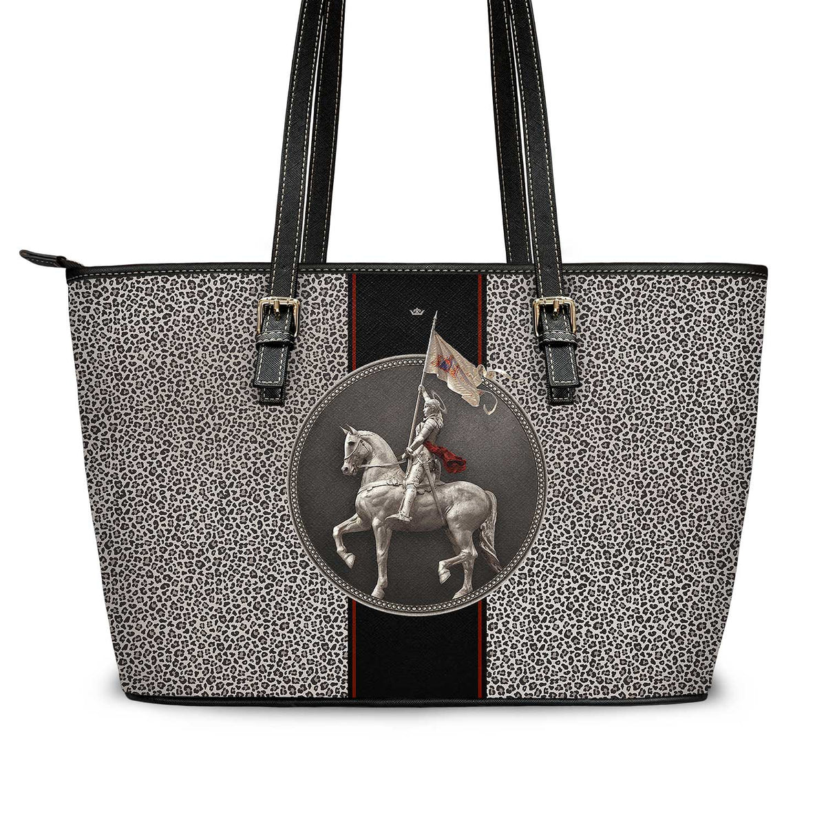 St. Joan of Arc Medallion Tote Bag (Leopard) Copyright VENXARA