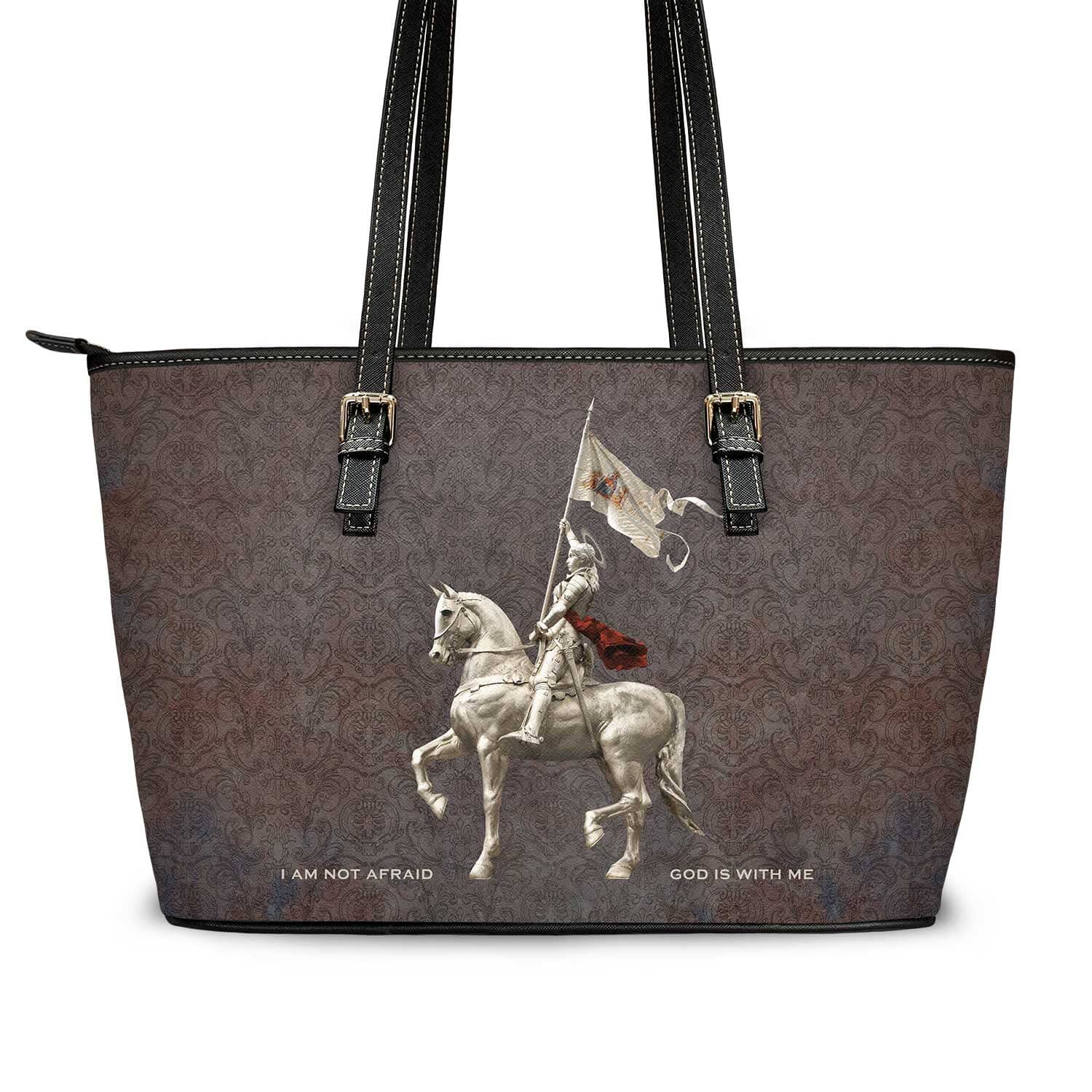 St. Joan of Arc Tote Bag (Damask Patina) - VENXARA®