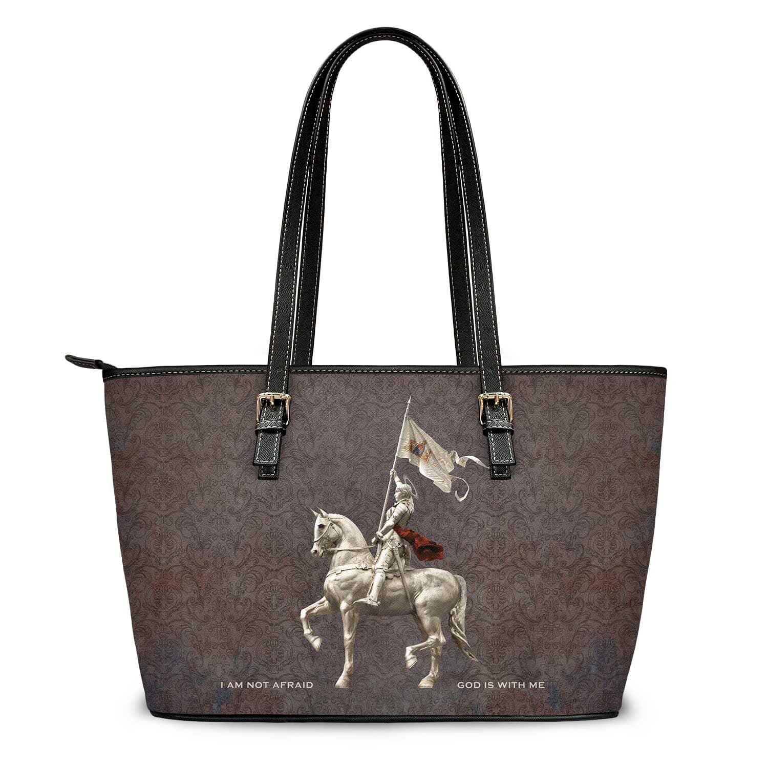 St. Joan of Arc Tote Bag (Damask Patina) - VENXARA®