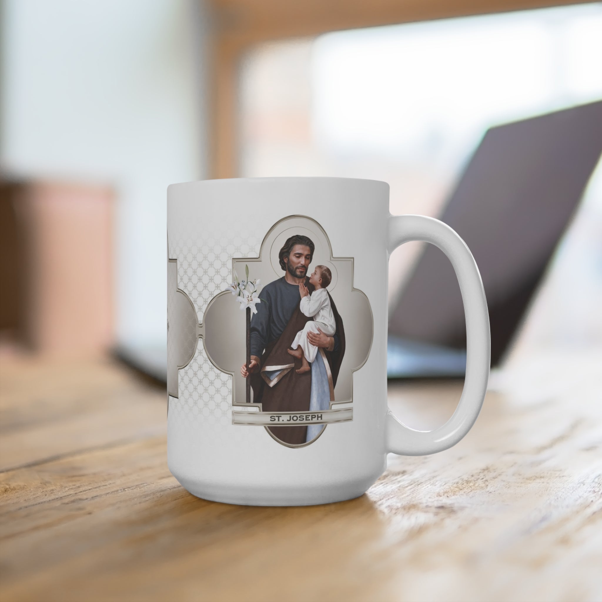 St. Joseph Ceramic Mug (White 15 oz) - VENXARA®
