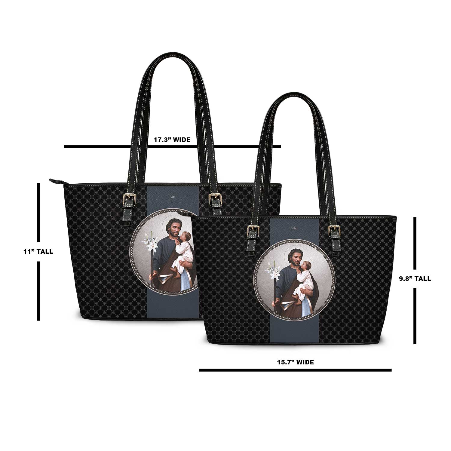 St. Joseph Medallion Tote Bag (Black) - VENXARA®