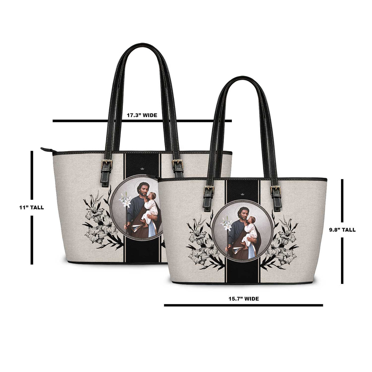 St. Joseph Medallion Tote Bag (Vintage Floral Beige) Copyright VENXARA