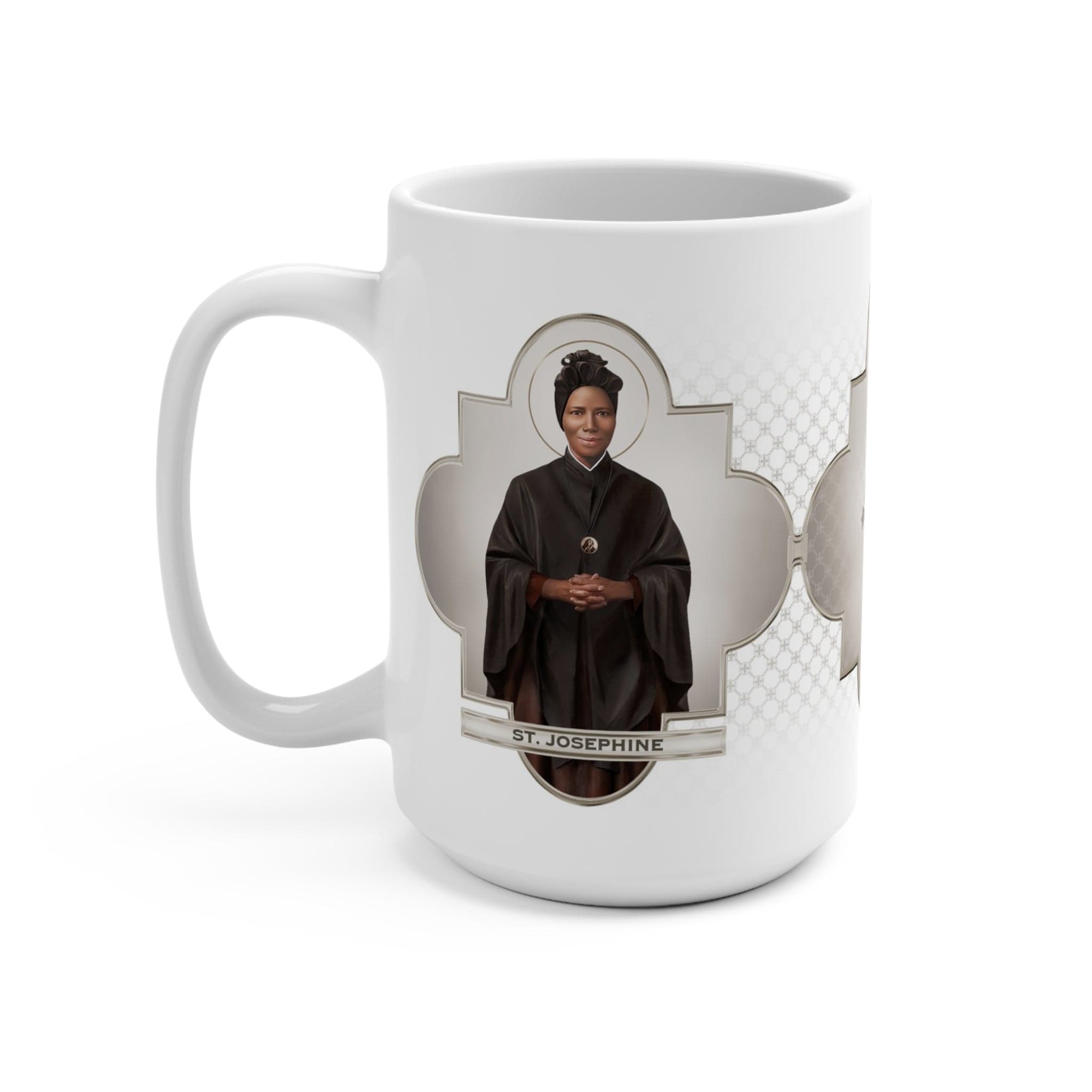 St. Josephine Bakhita Ceramic Mug (White 15 oz) Copyright VENXARA