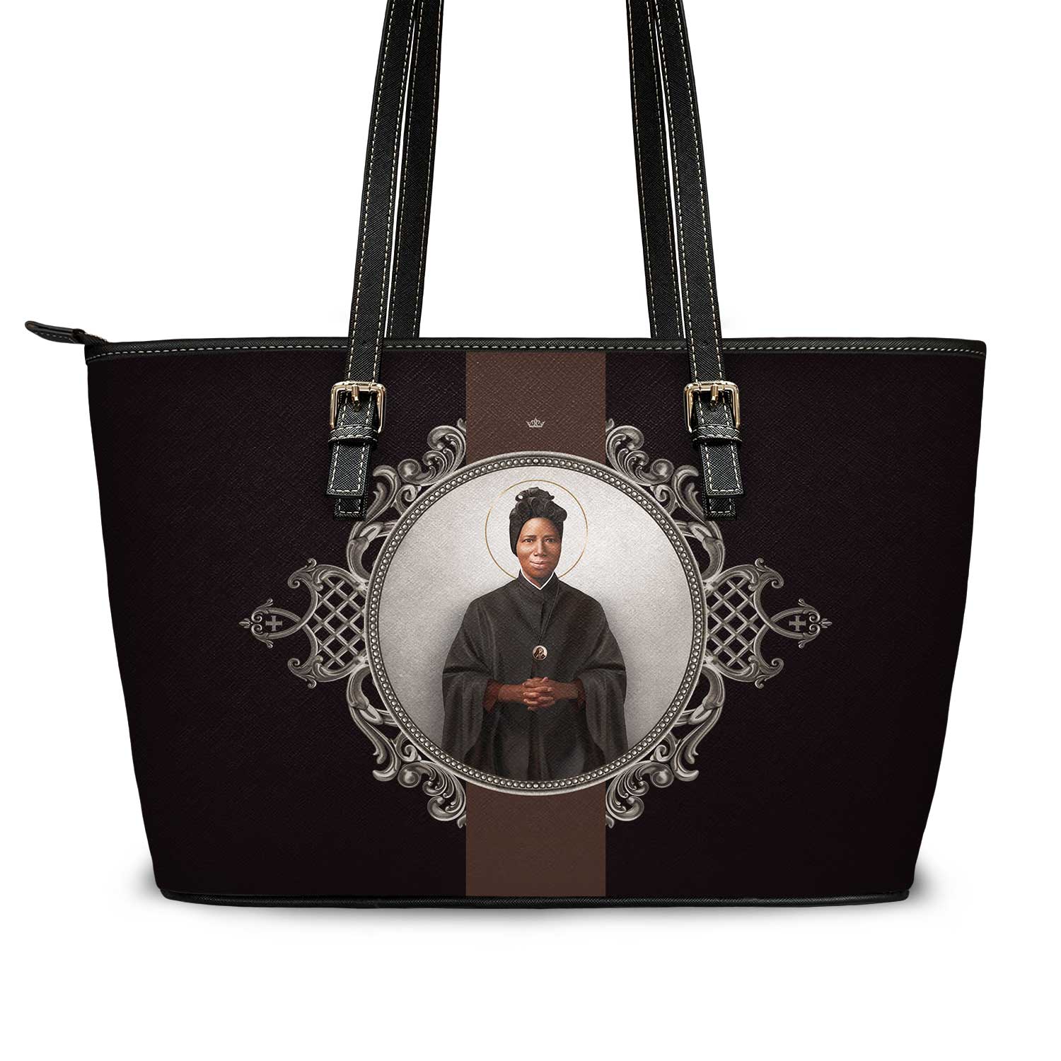 St. Josephine Bakhita Medallion Tote Bag (Black) - VENXARA®