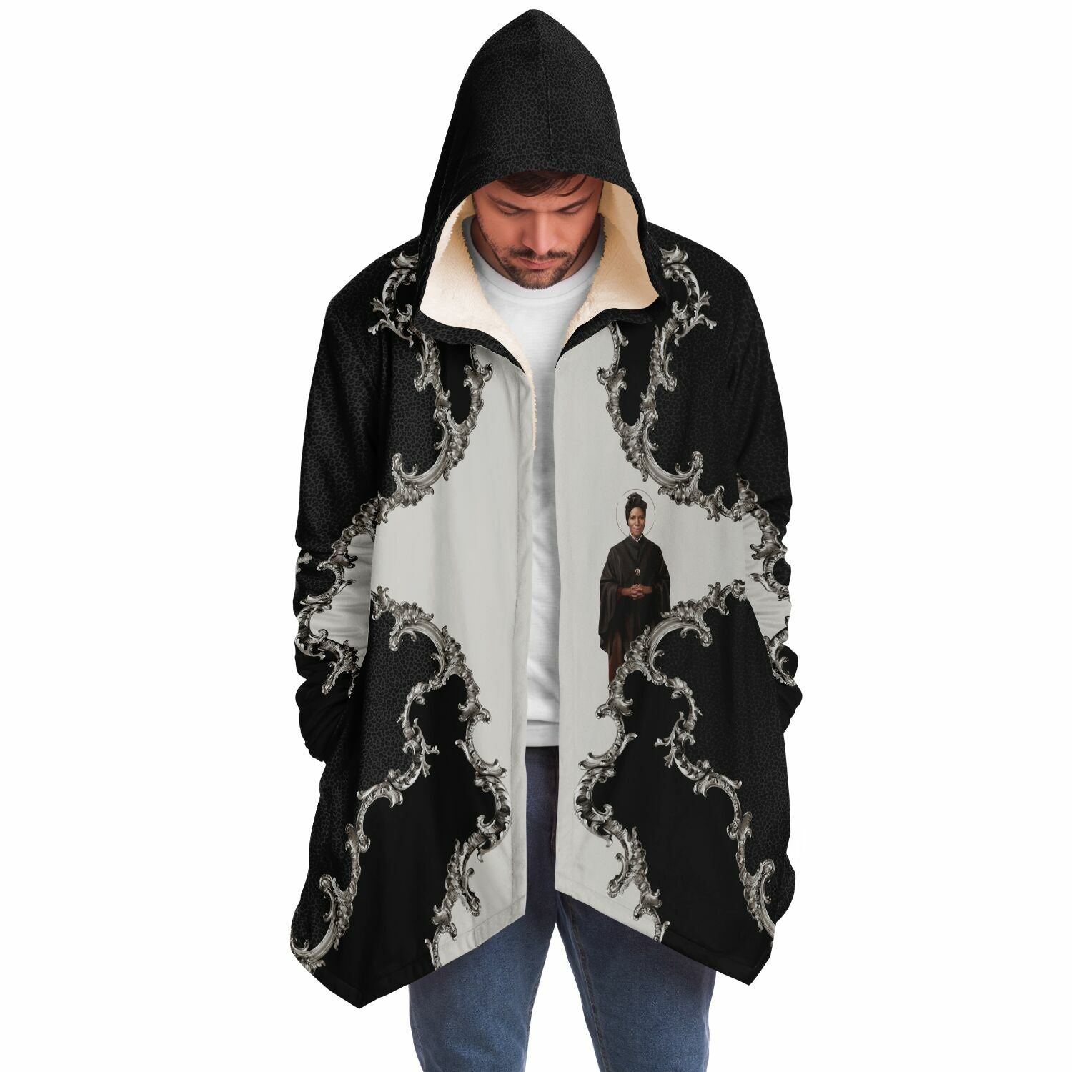 St. Josephine Bakhita Microfleece Cloak (Baroque Leopard) Copyright VENXARA