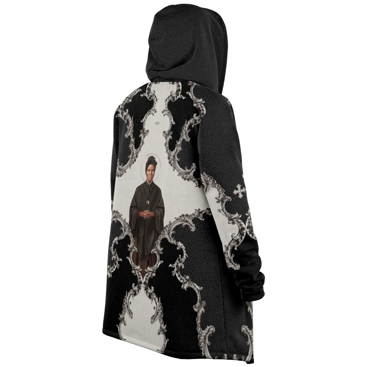 St. Josephine Bakhita Microfleece Cloak (Baroque Leopard) Copyright VENXARA