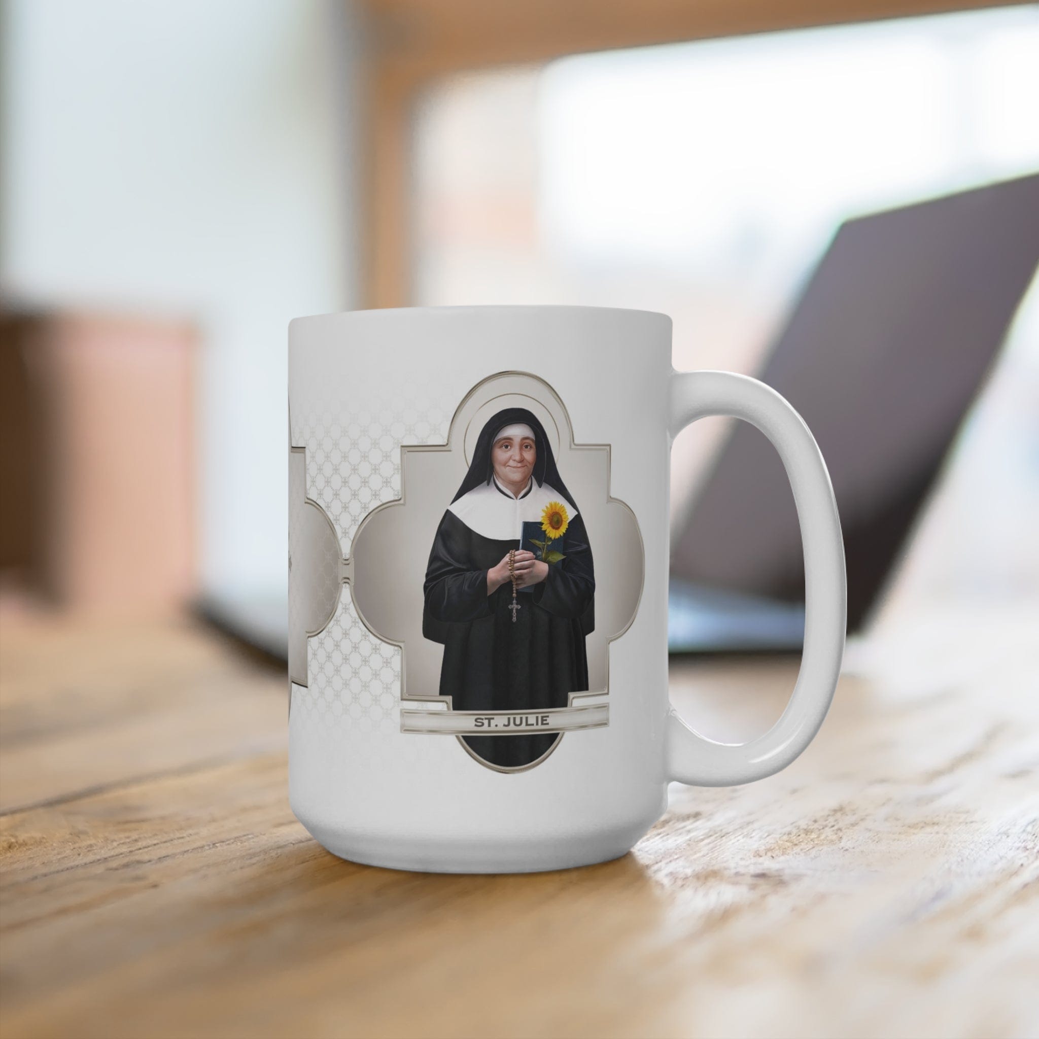 St. Julie Billiart Ceramic Mug (White 15 oz) Copyright VENXARA