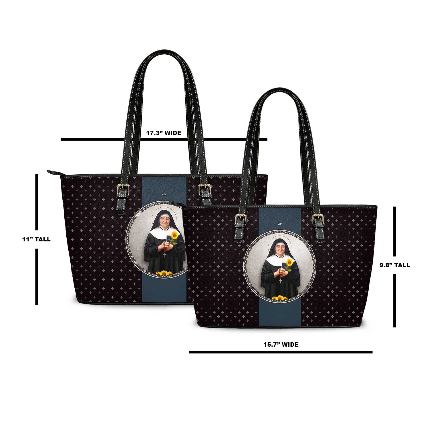 St. Julie Billiart Medallion Crosses Tote Bag (Black) - VENXARA®