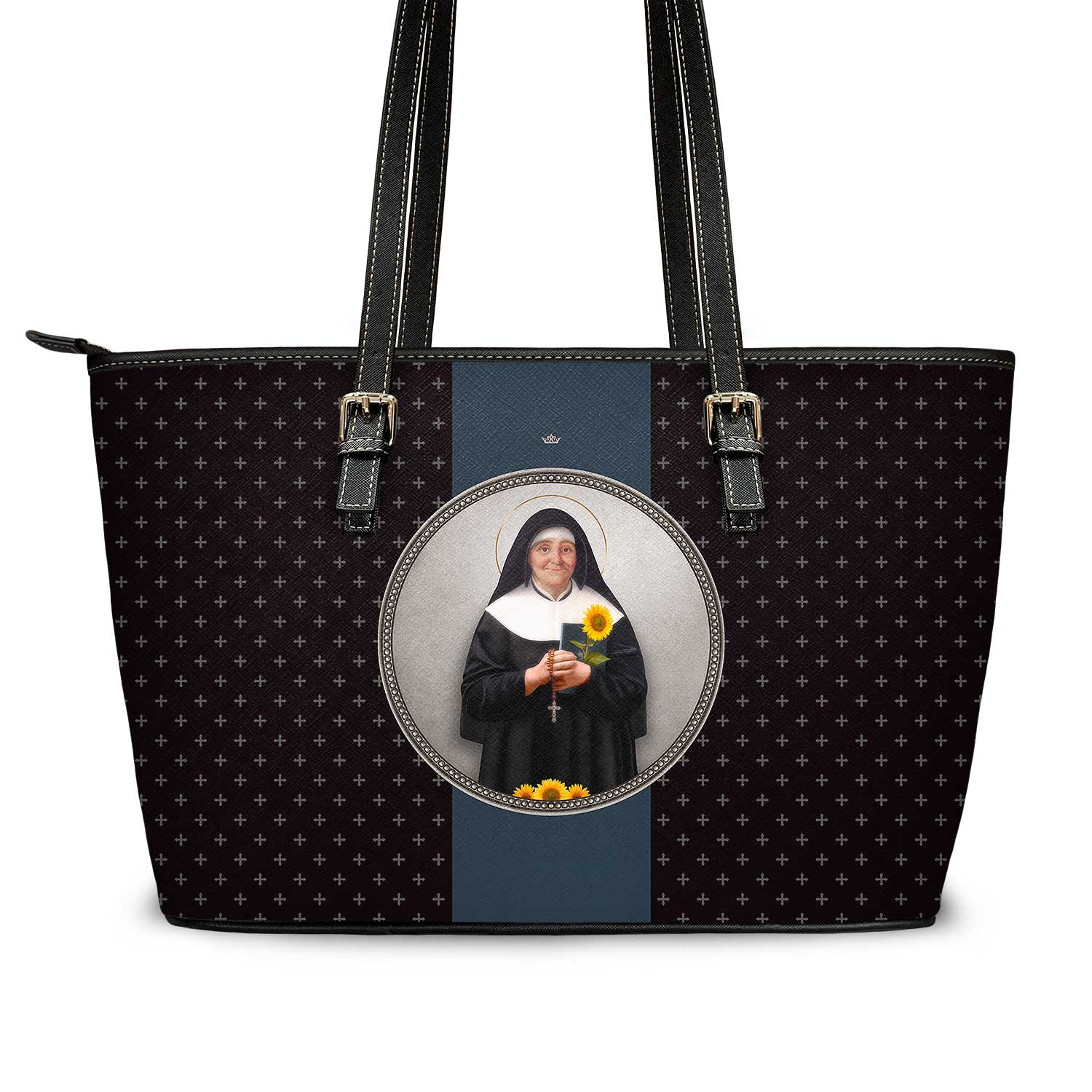 St. Julie Billiart Medallion Crosses Tote Bag (Black) - VENXARA®