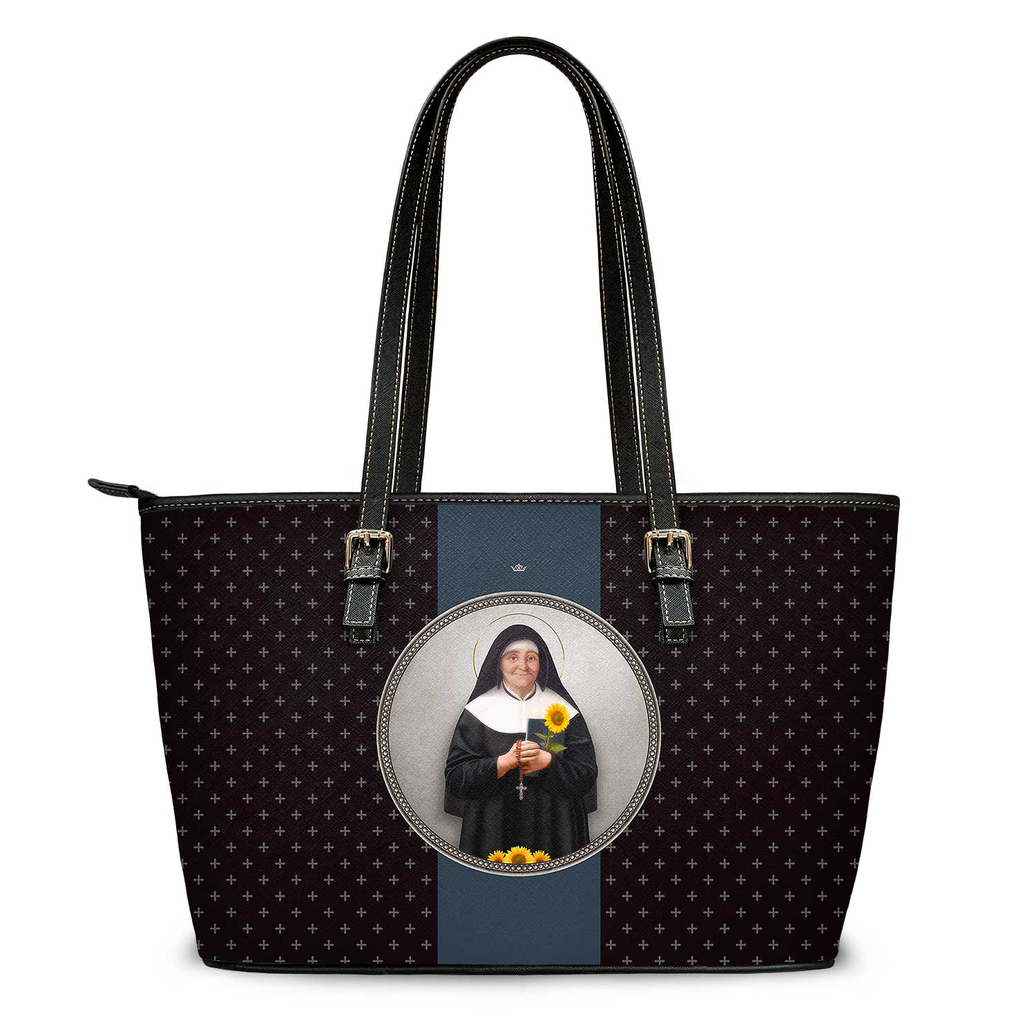 St. Julie Billiart Medallion Crosses Tote Bag (Black) - VENXARA®