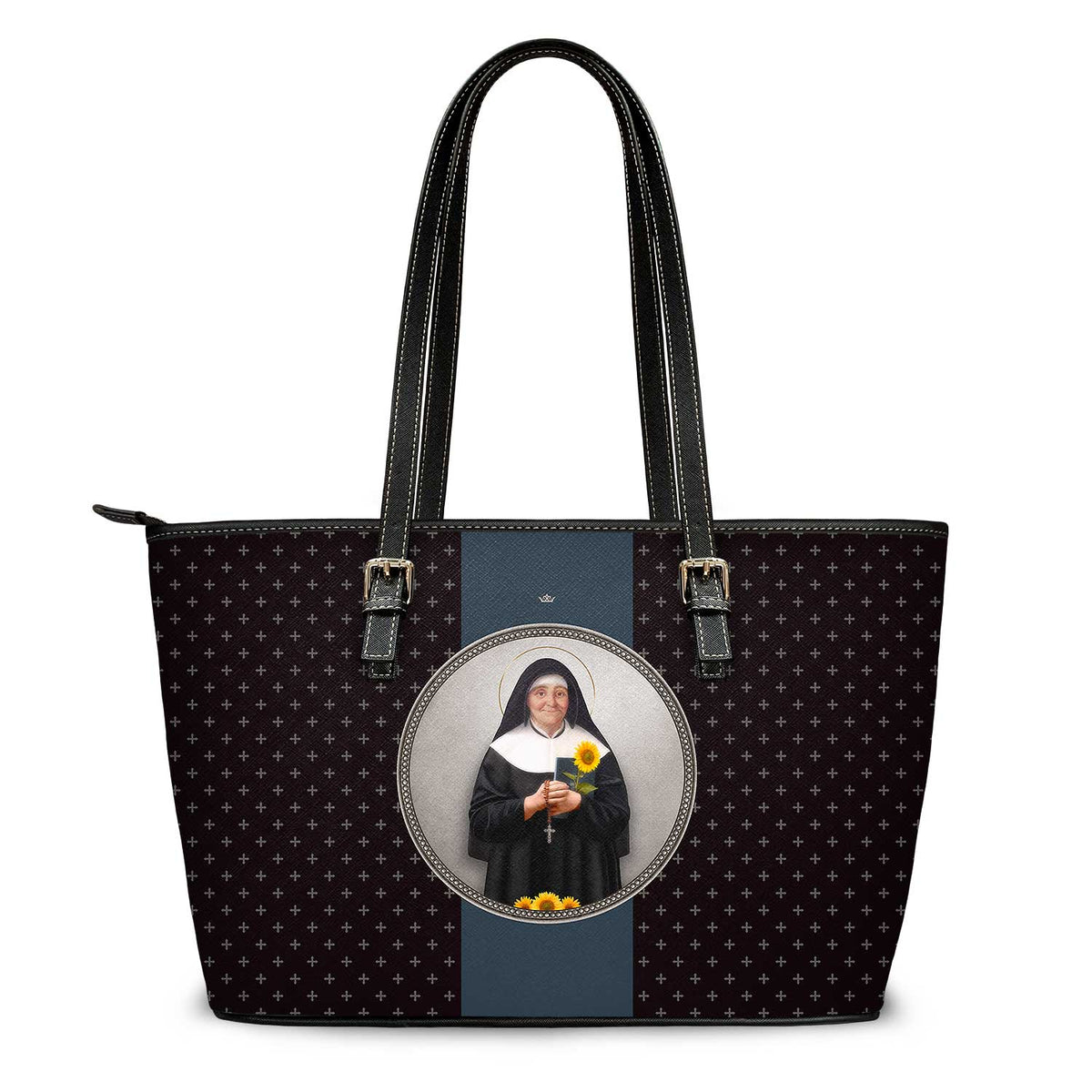 St. Julie Billiart Medallion Crosses Tote Bag (Black) Copyright VENXARA