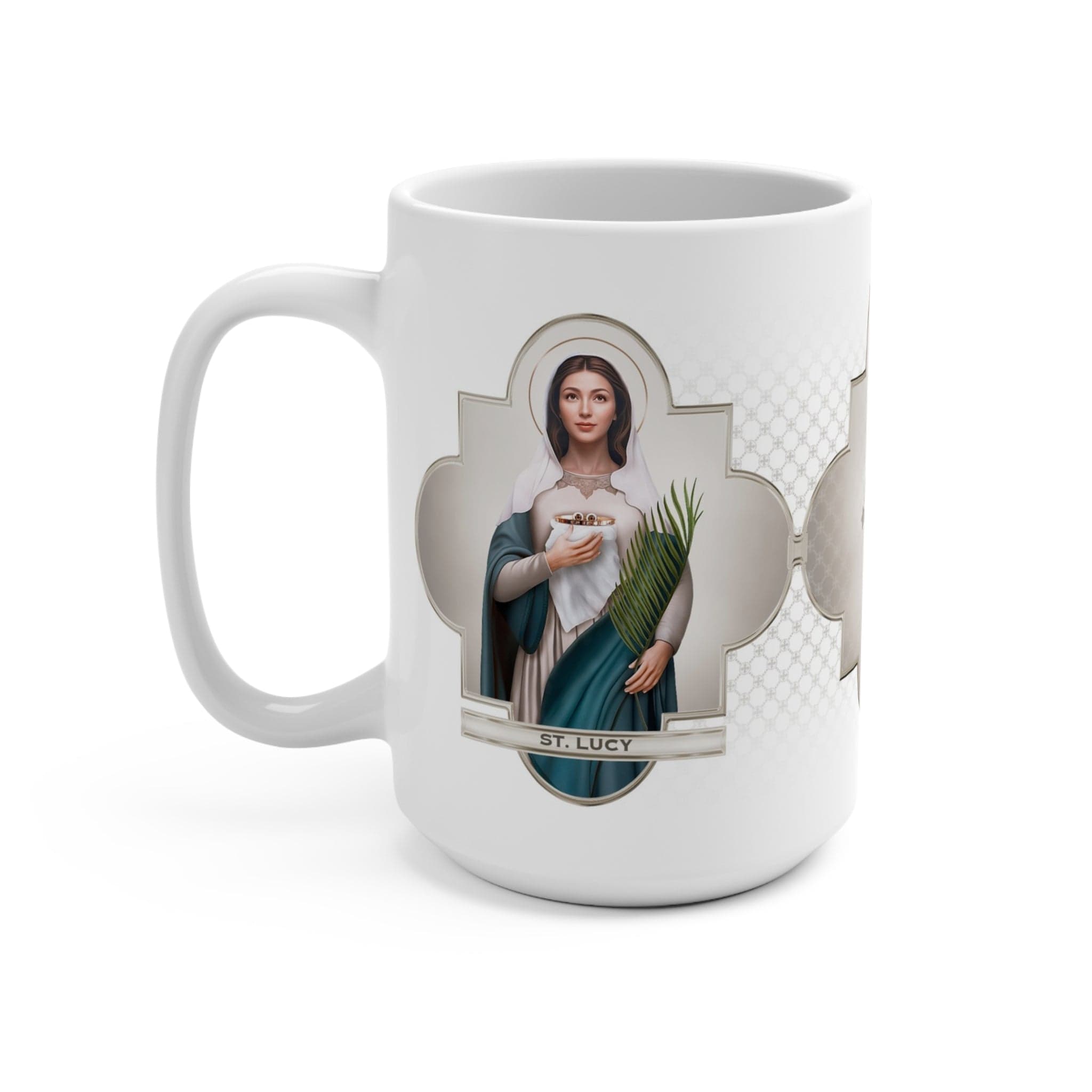 St. Lucy Ceramic Mug (White 15 oz) Copyright VENXARA