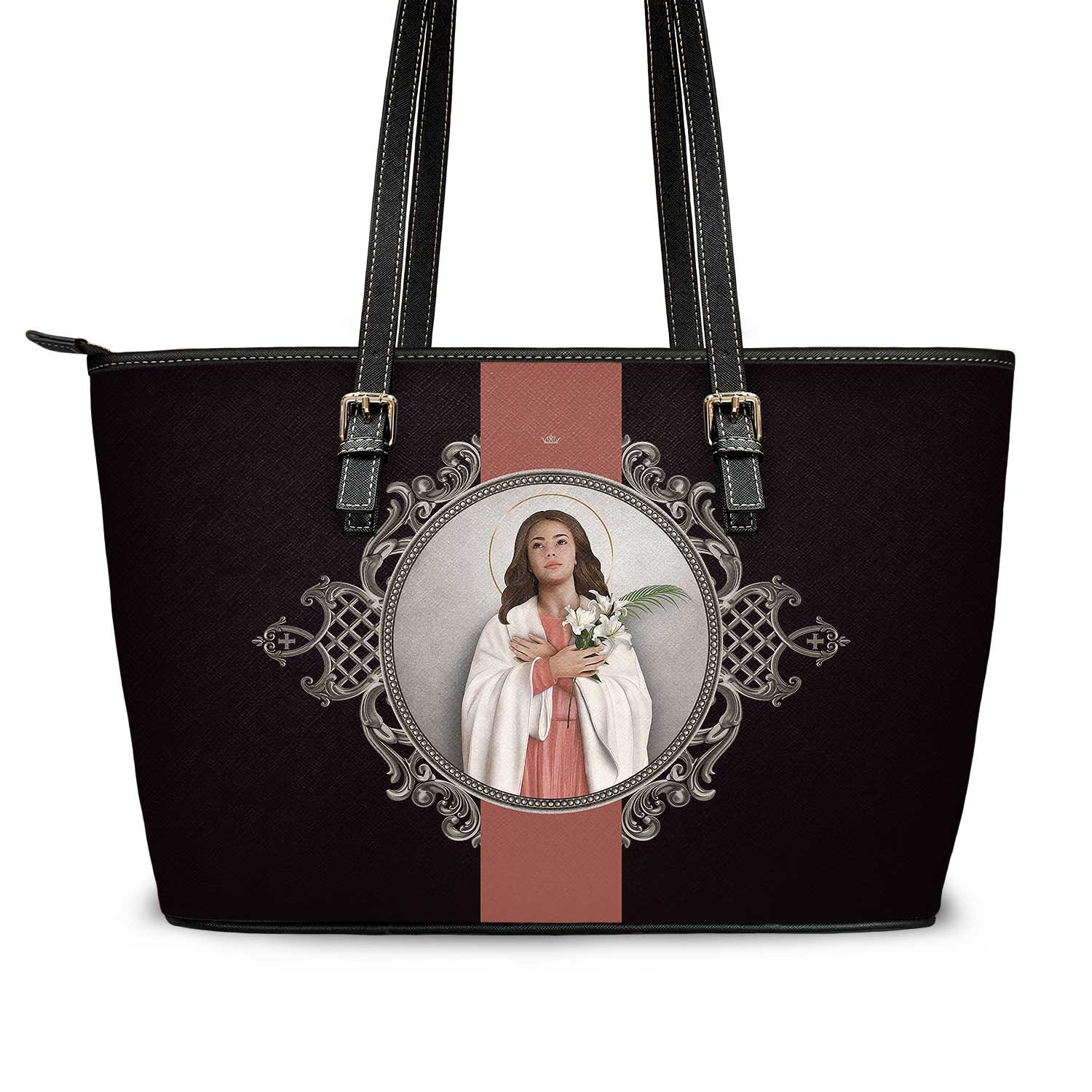 St. Maria Goretti Medallion Tote Bag (Black) - VENXARA®