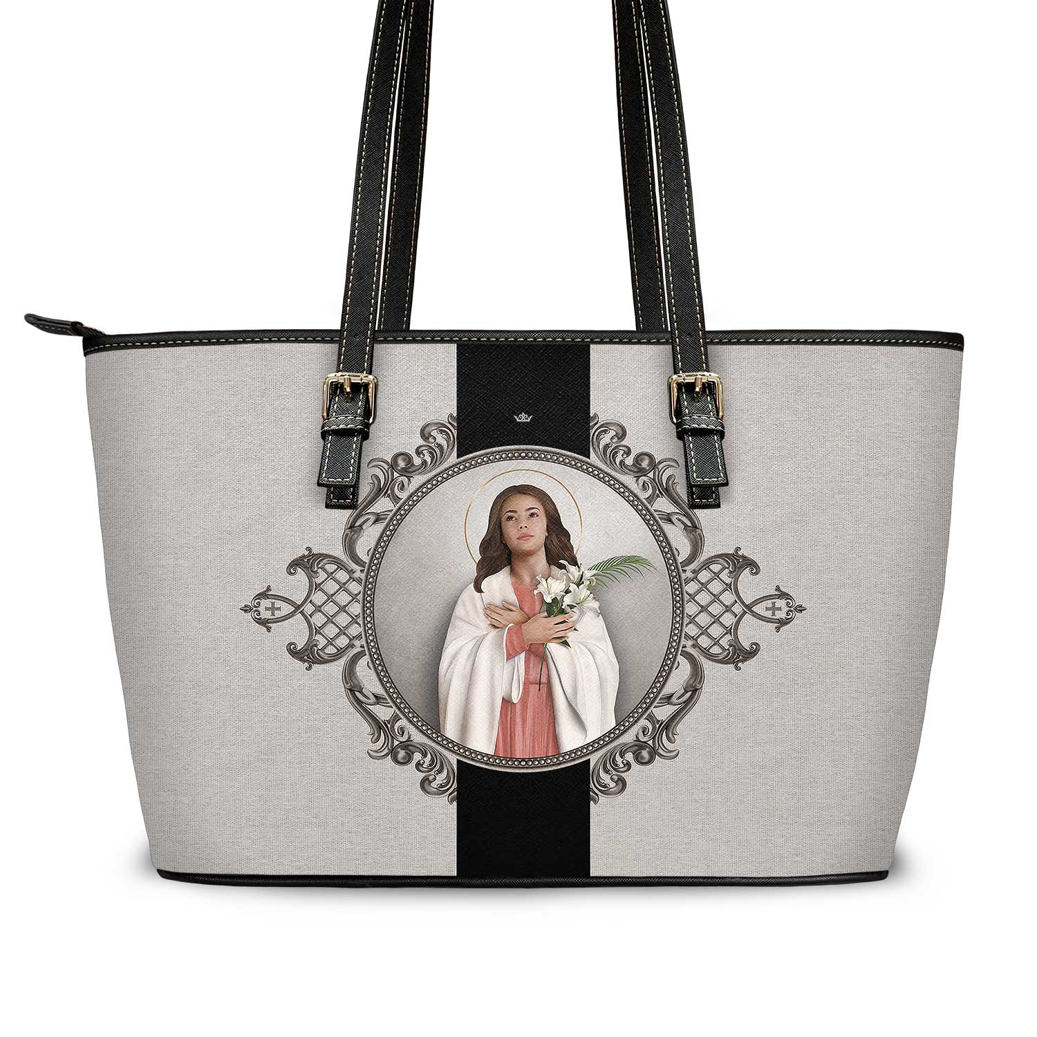 St. Maria Goretti Medallion Tote Bag (Sandstone) - VENXARA®