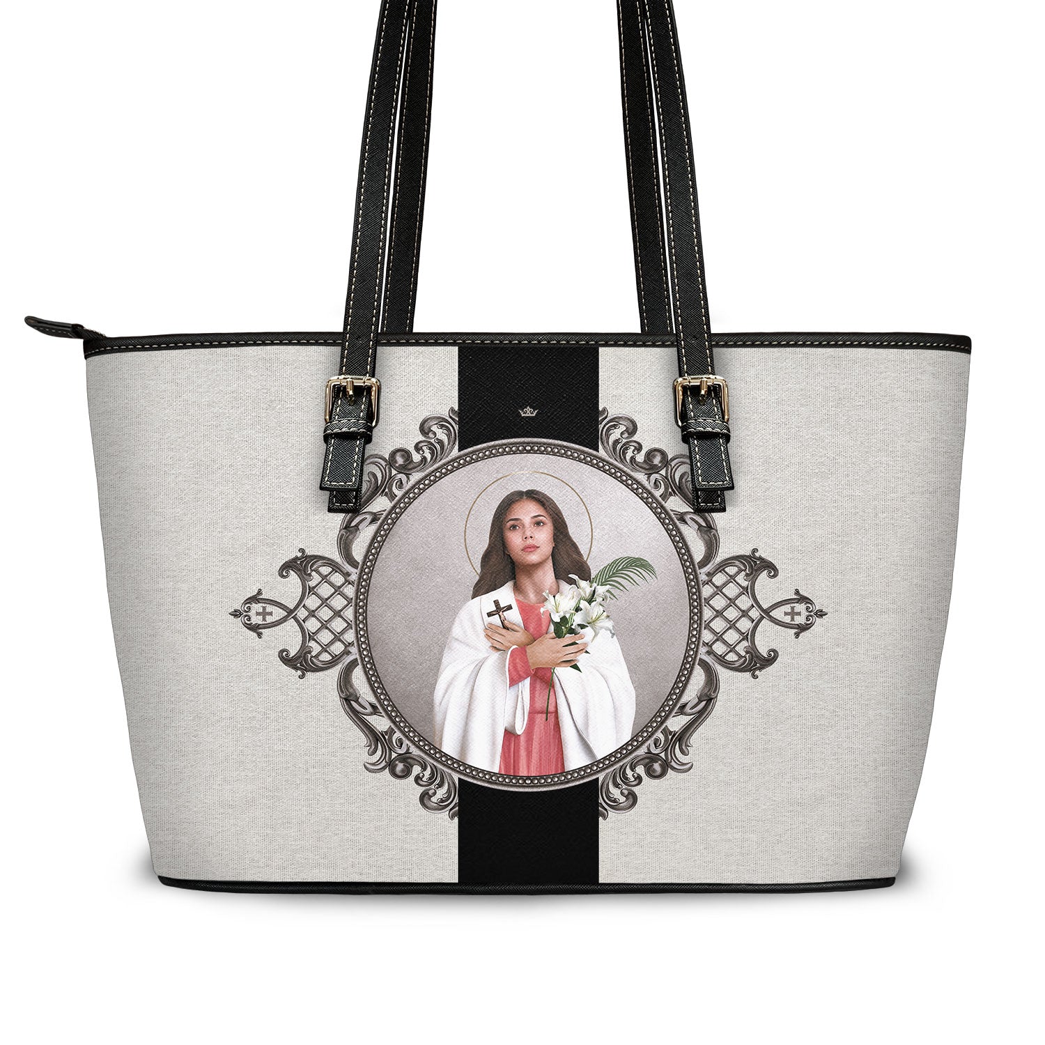 St. Maria Goretti Medallion Tote Bag (Sandstone) - VENXARA®