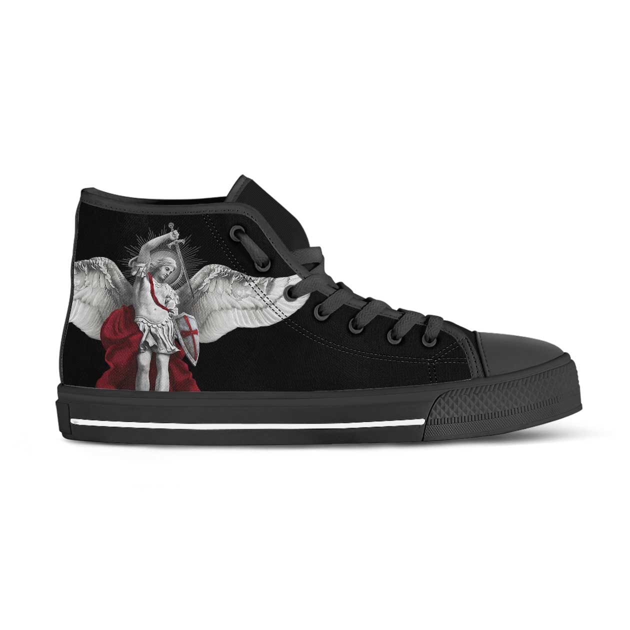 St. Michael the Archangel Canvas High Top Shoes (Black/Black) - VENXARA®