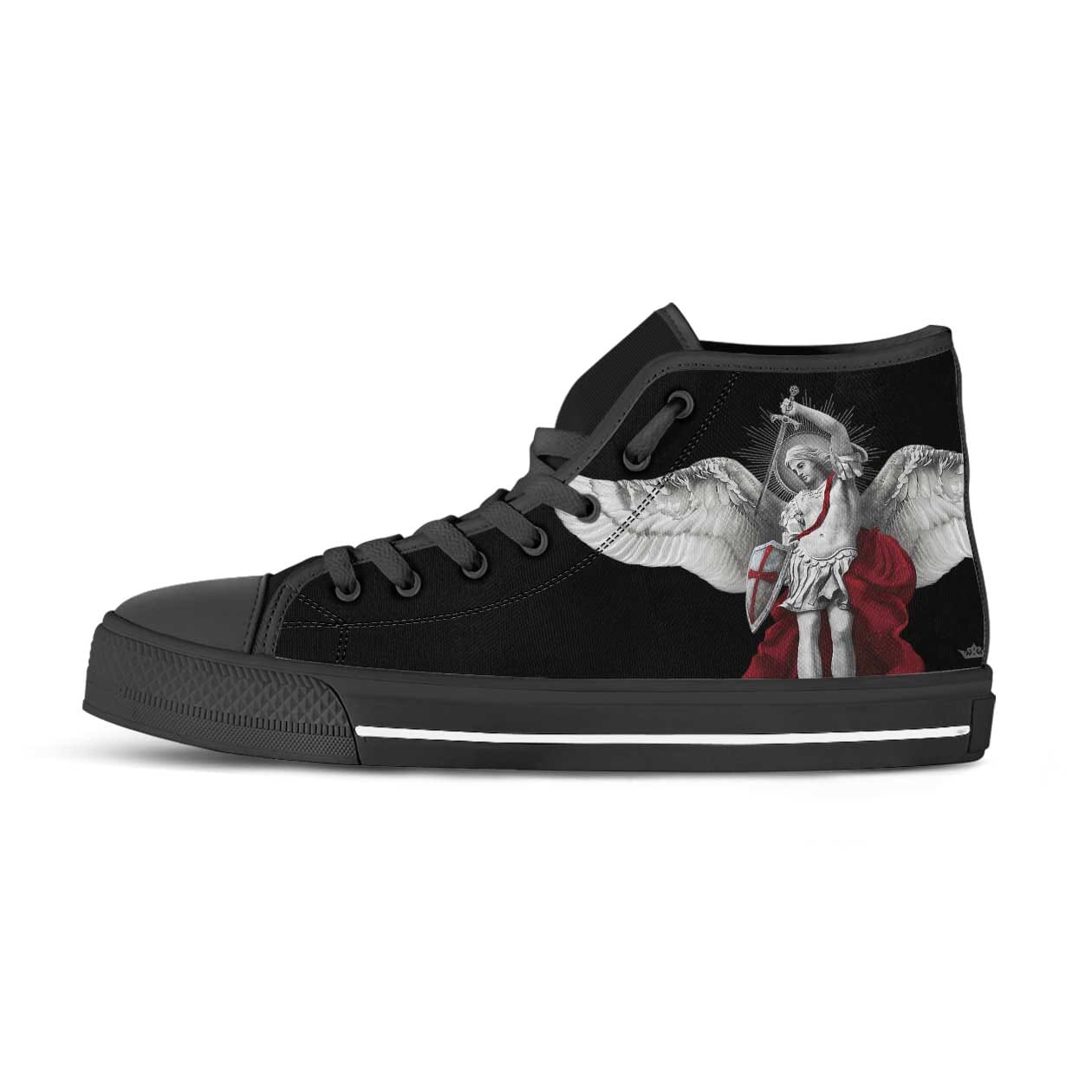 St. Michael the Archangel Canvas High Top Shoes (Black/Black) - VENXARA®