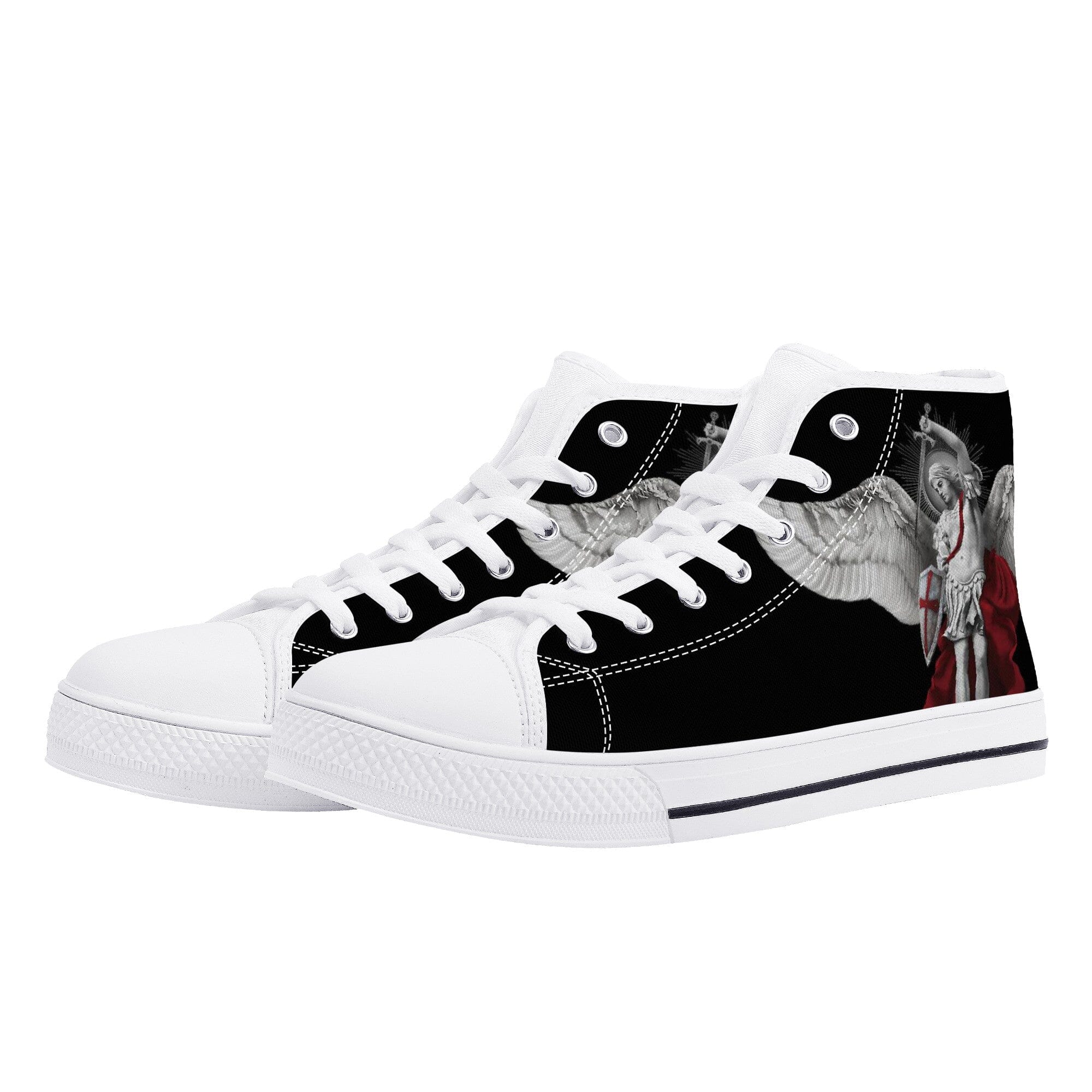 St. Michael the Archangel Canvas High Top Shoes (Black/White) - VENXARA®