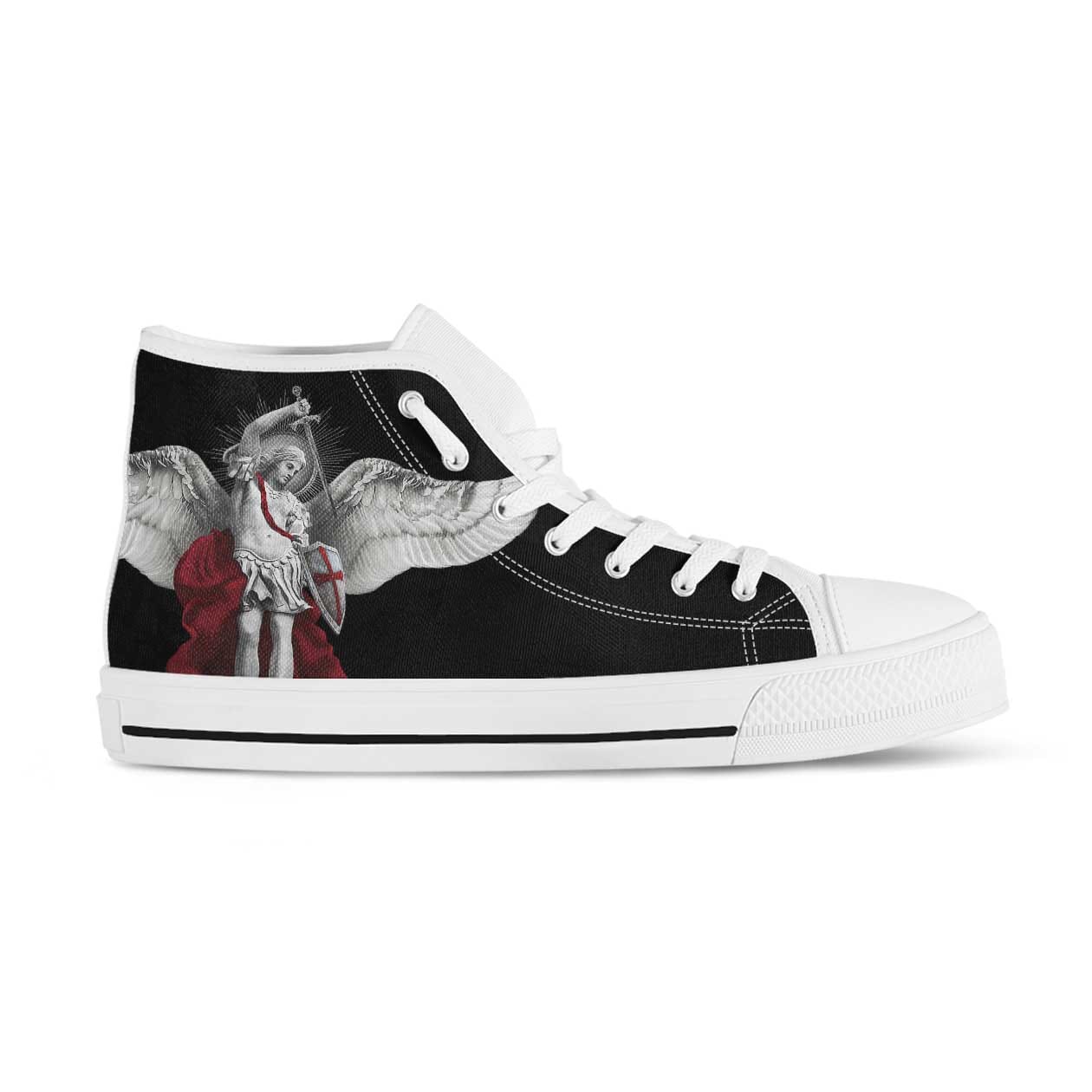 St. Michael the Archangel Canvas High Top Shoes (Black/White) - VENXARA®