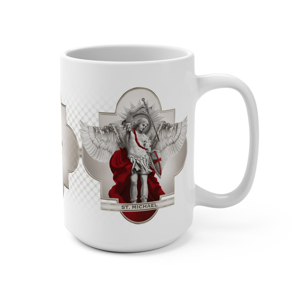 St. Michael the Archangel Ceramic Mug (White 15 oz) Copyright VENXARA