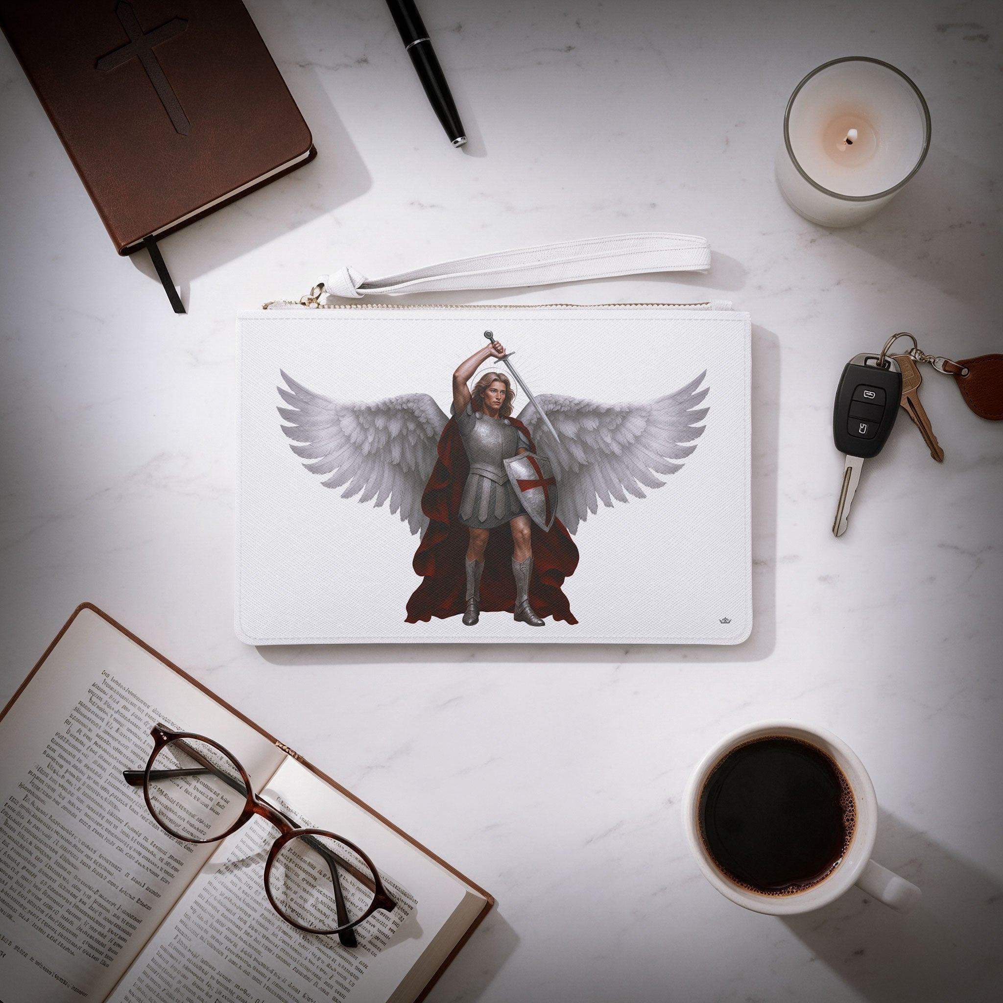 St. Michael the Archangel Clutch Pouch (Blanc) - VENXARA