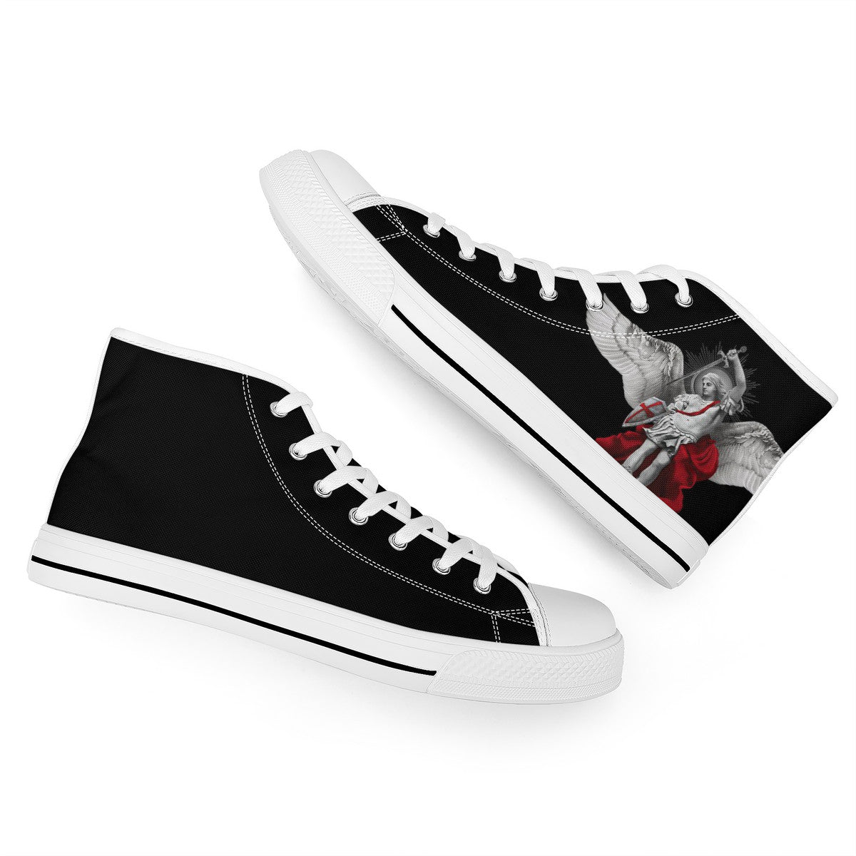 St. Michael the Archangel Comfort Canvas High Top Shoes (Black/White) - VENXARA®