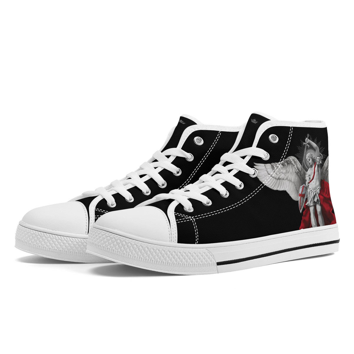 St. Michael the Archangel Comfort Canvas High Top Shoes (Black/White) - VENXARA®