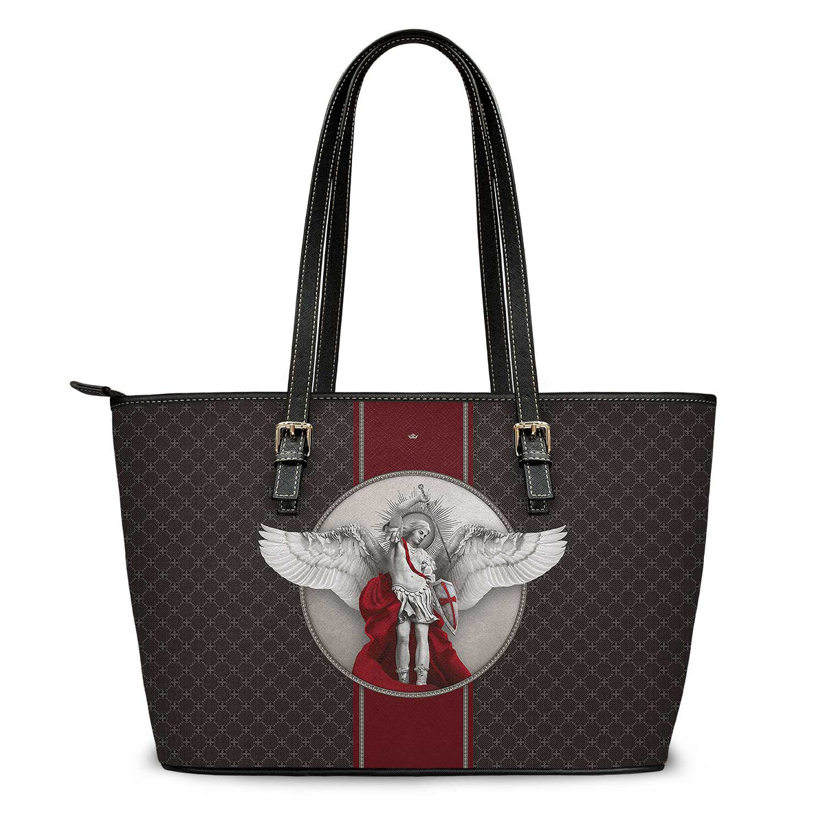 St. Michael the Archangel Medallion Tote Bag (Charcoal) Copyright VENXARA