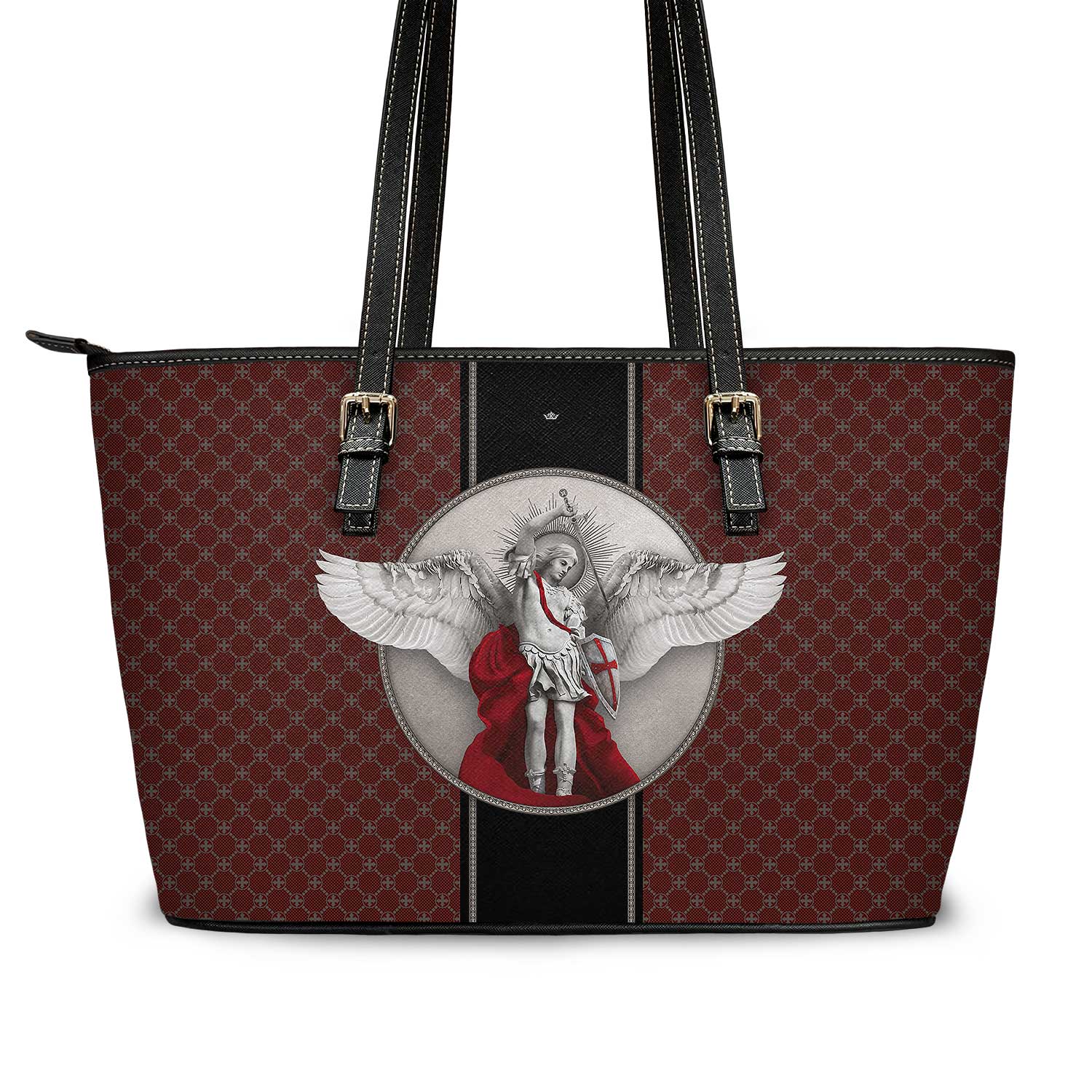 St. Michael the Archangel Medallion Tote Bag (Red Currant) - VENXARA®