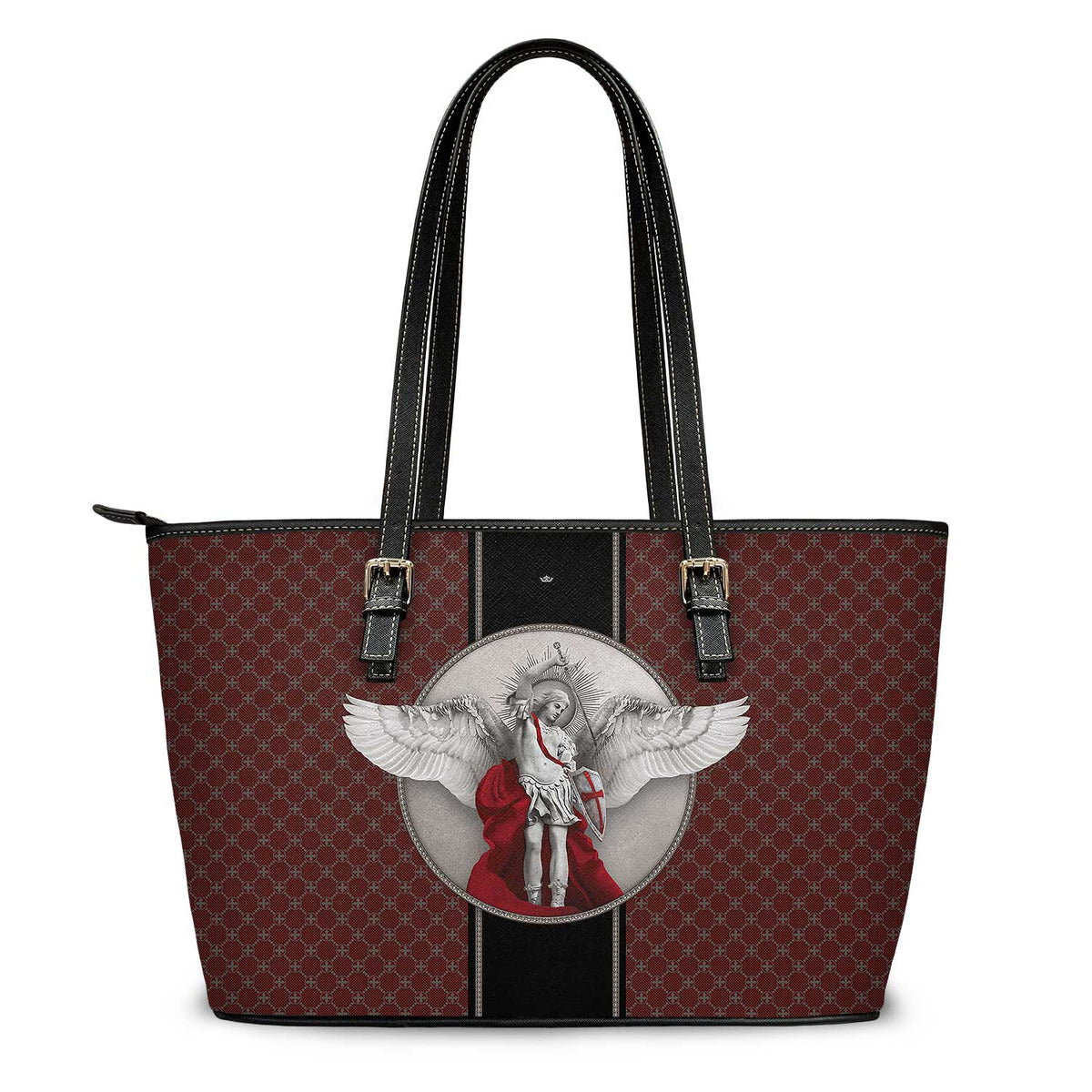 St. Michael the Archangel Medallion Tote Bag (Red Currant) Copyright VENXARA