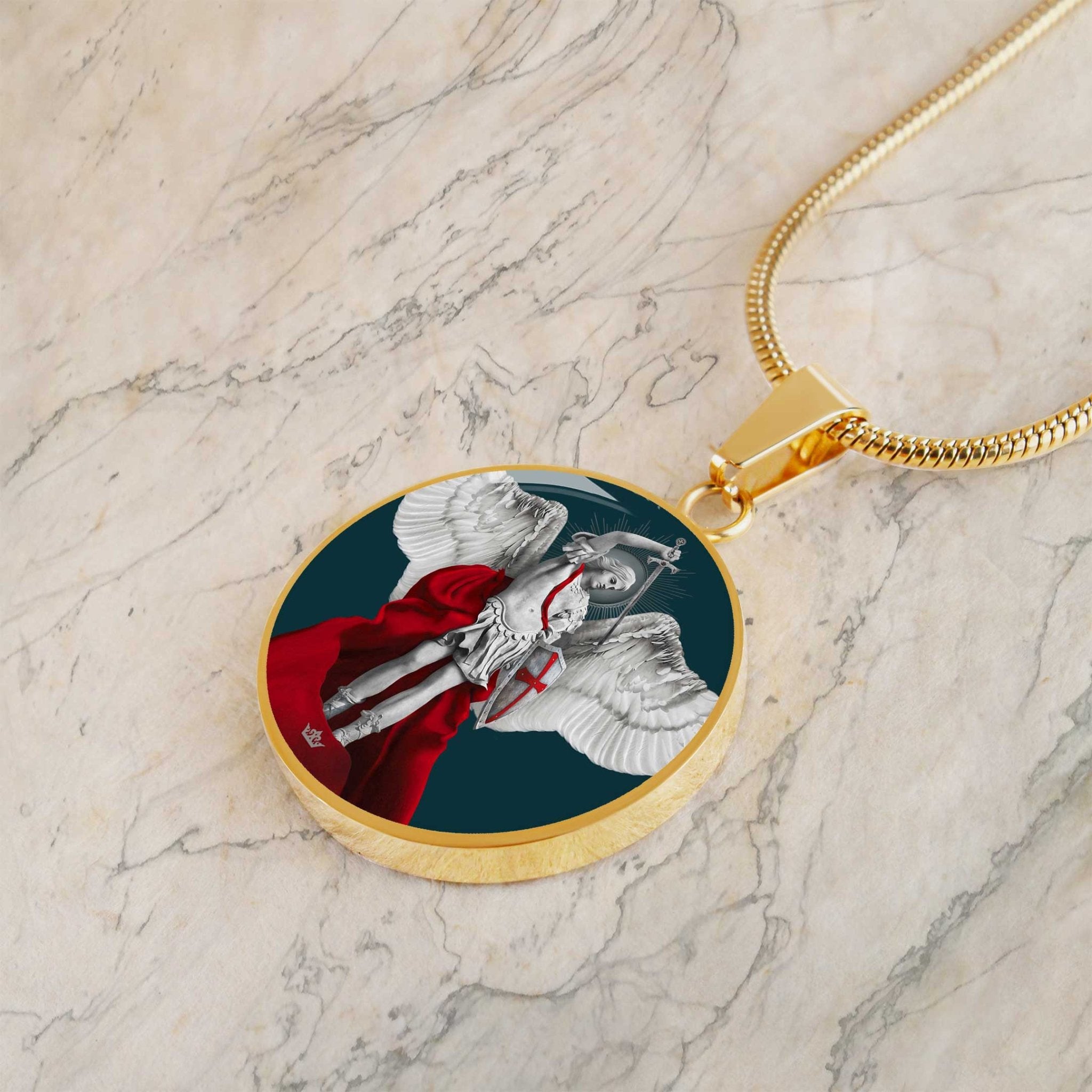 St. Michael the Archangel Pendant Necklace (Midnight Blue) - VENXARA®