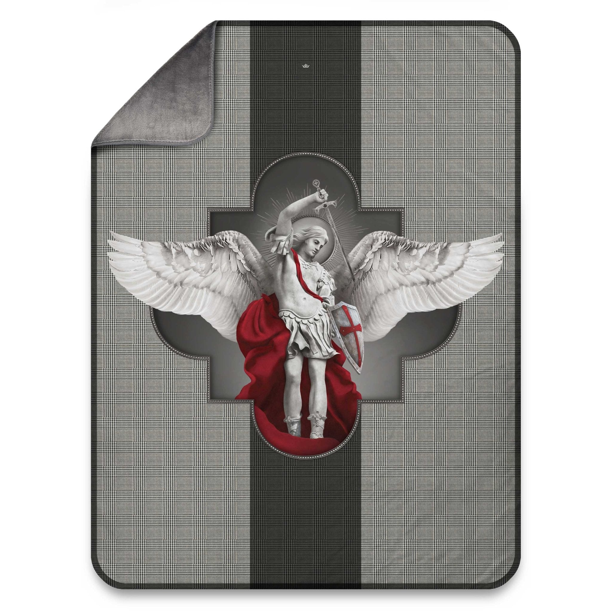 St. Michael the Archangel Plush Fleece Blanket (Houndstooth) - VENXARA®