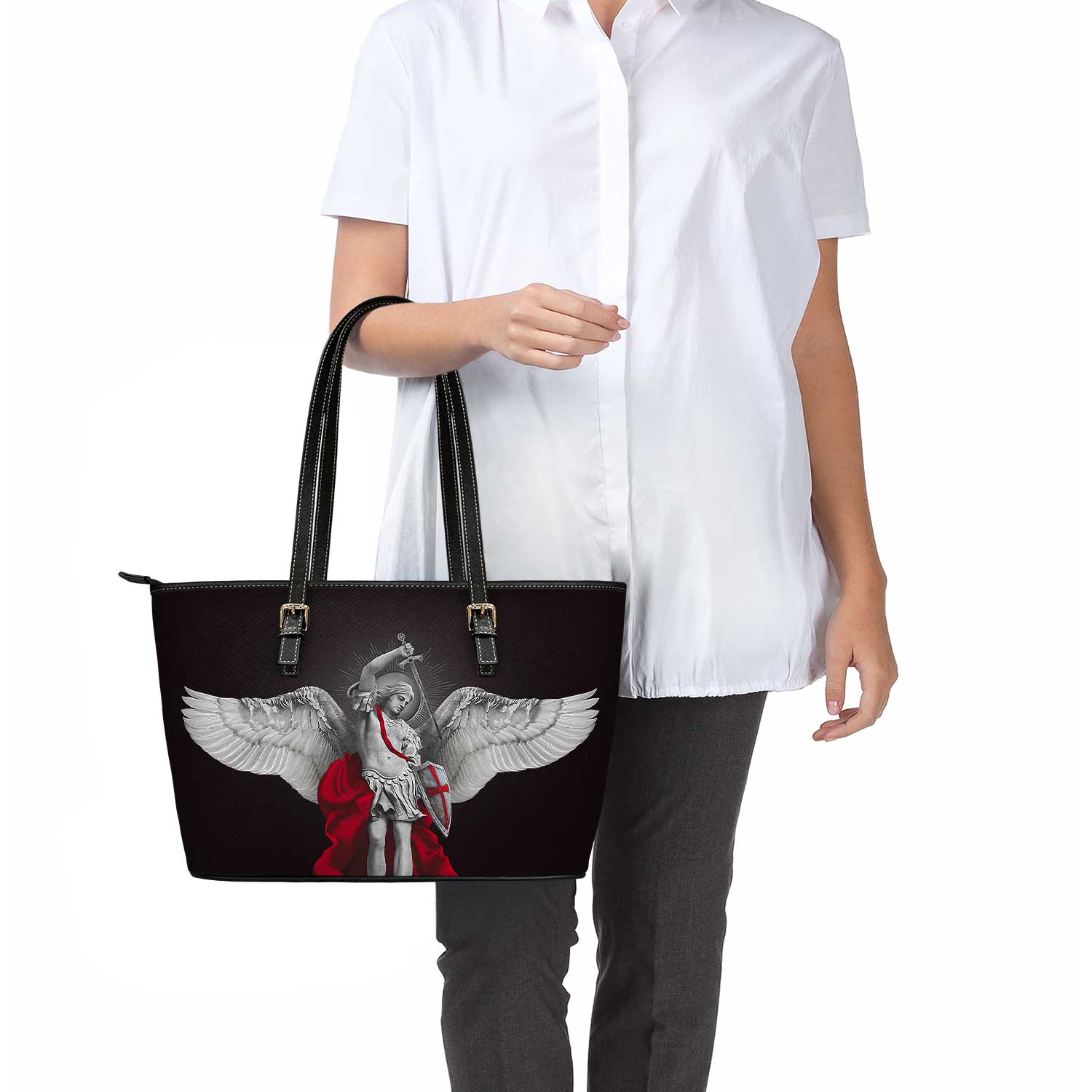 St. Michael the Archangel Tote Bag (Black) - VENXARA®