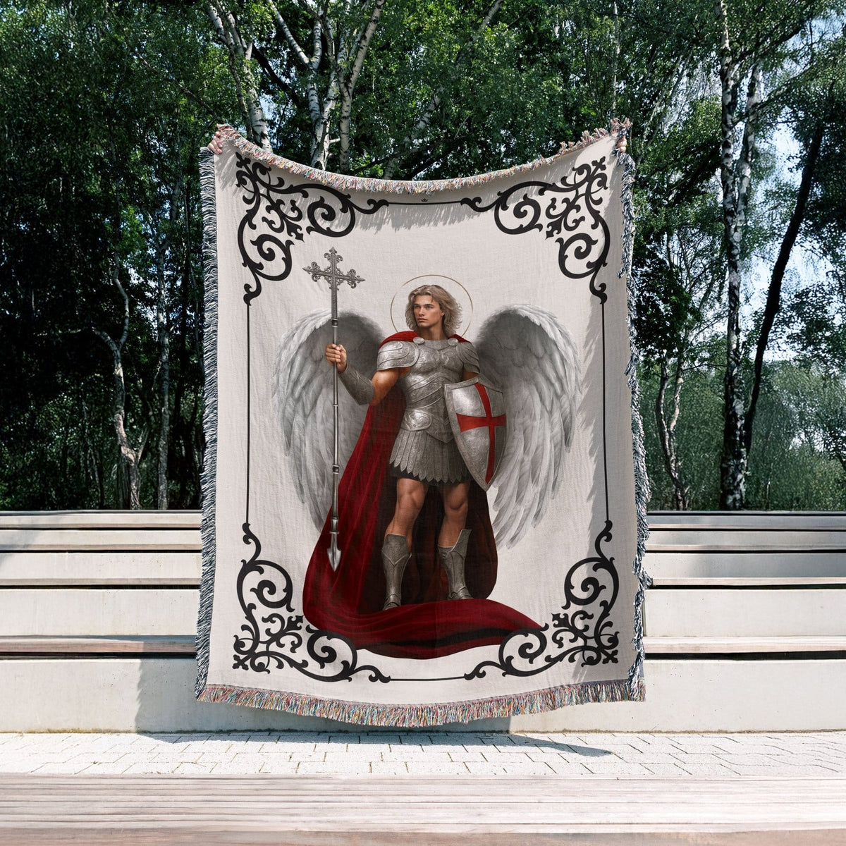 St. Michael the Archangel Victorious Woven Blanket Copyright VENXARA
