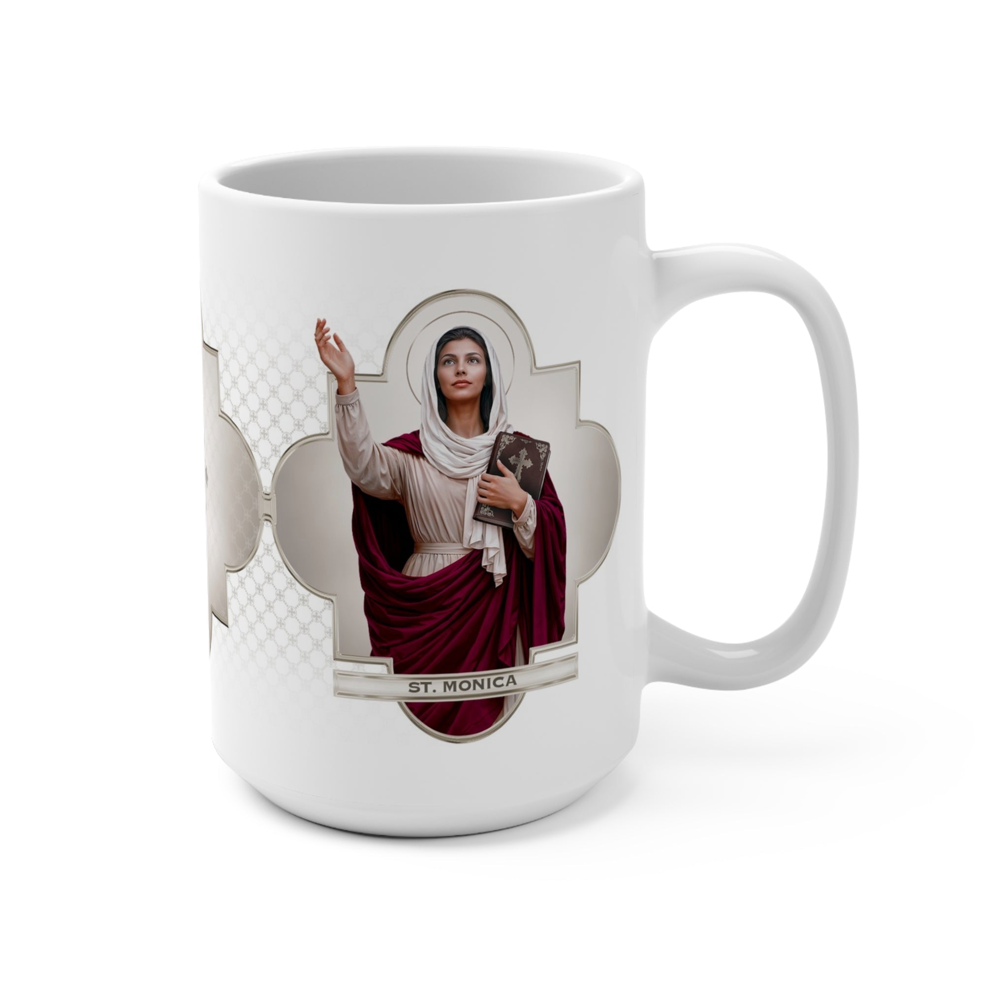 St. Monica Ceramic Mug (White 15 oz) - Venxara