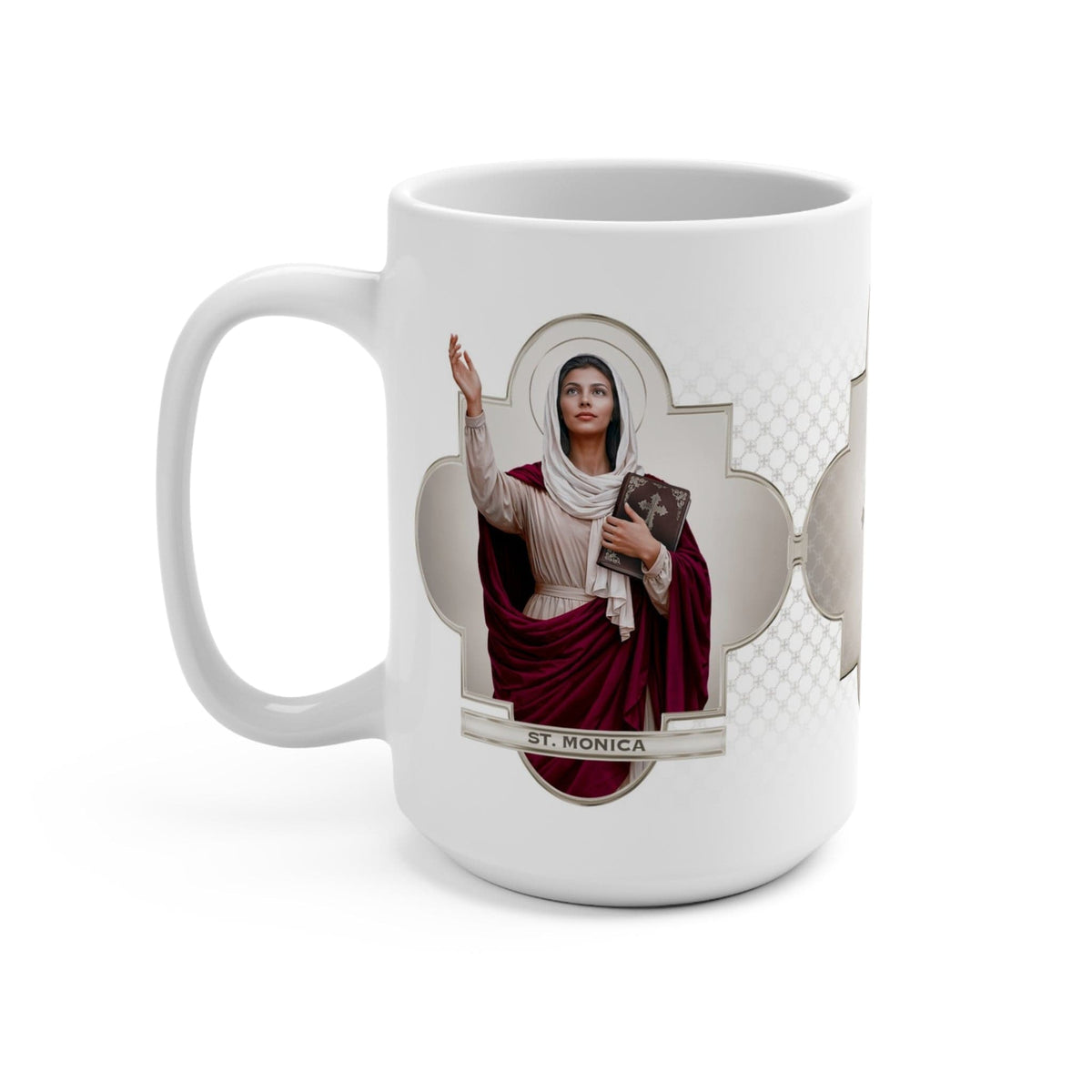 St. Monica Ceramic Mug (White 15 oz) Copyright VENXARA