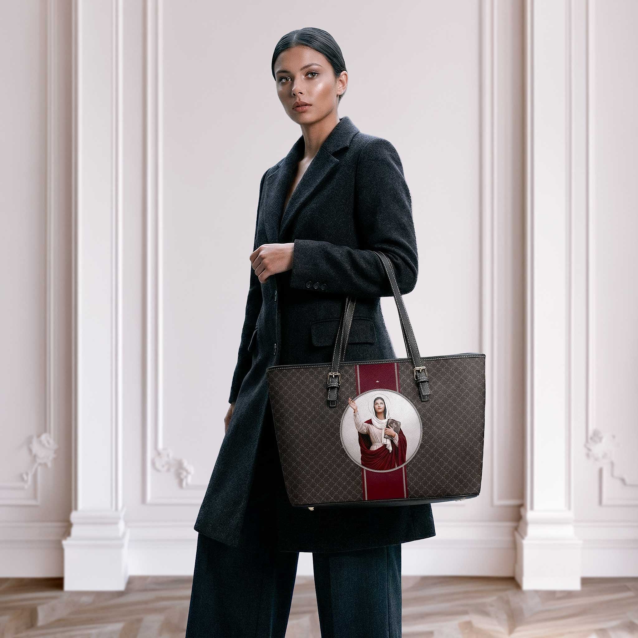 St. Monica Medallion Tote Bag (Charcoal) - Venxara