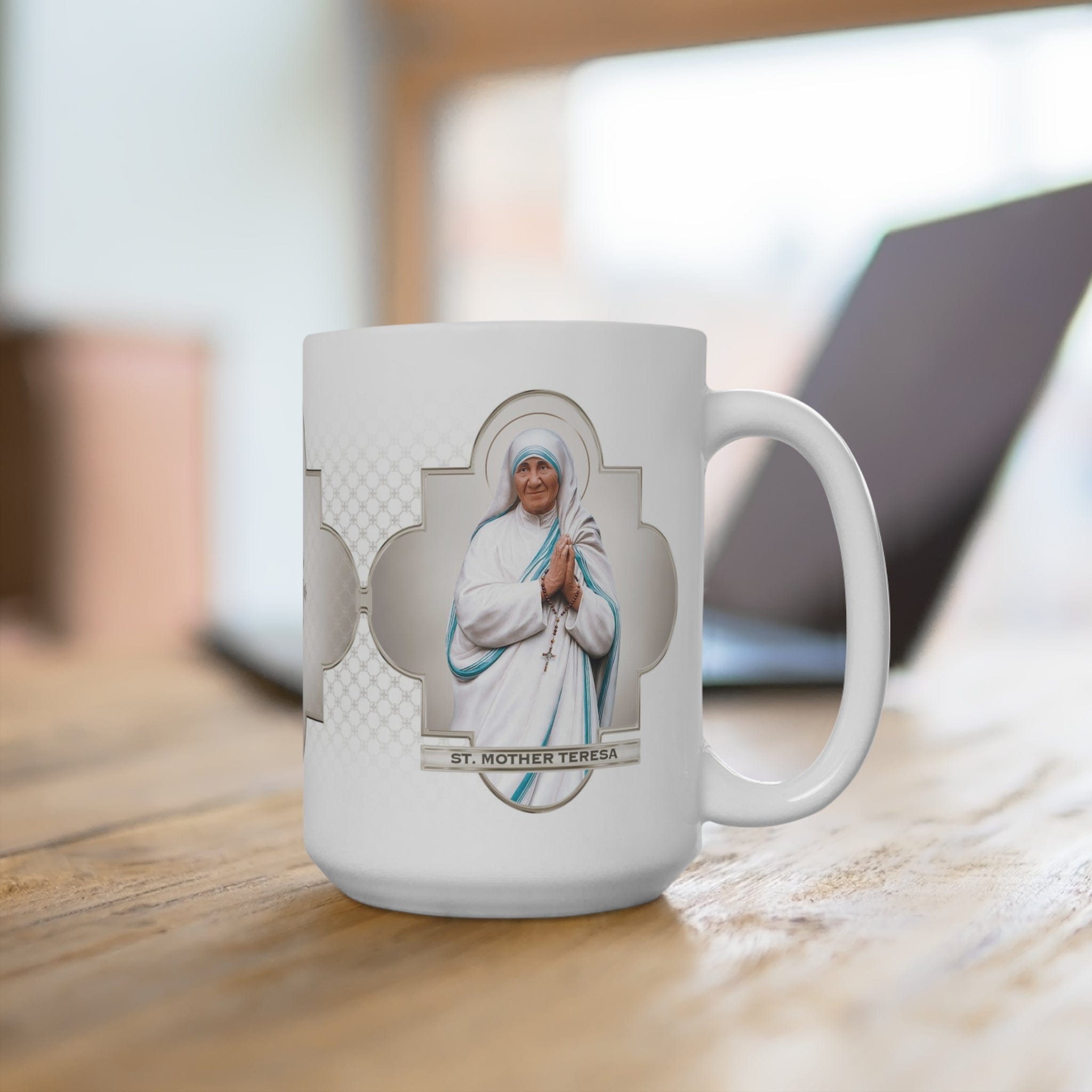 St. Mother Teresa Ceramic Mug (White 15 oz) Copyright VENXARA