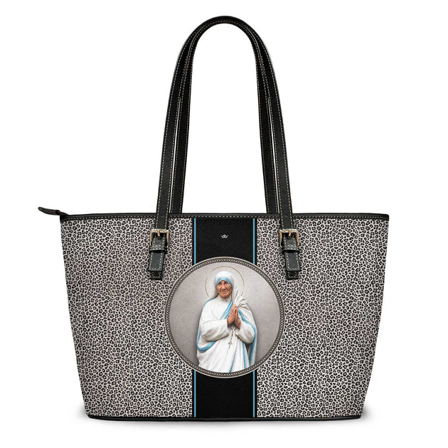 St. Mother Teresa Medallion Tote Bag (Leopard)
