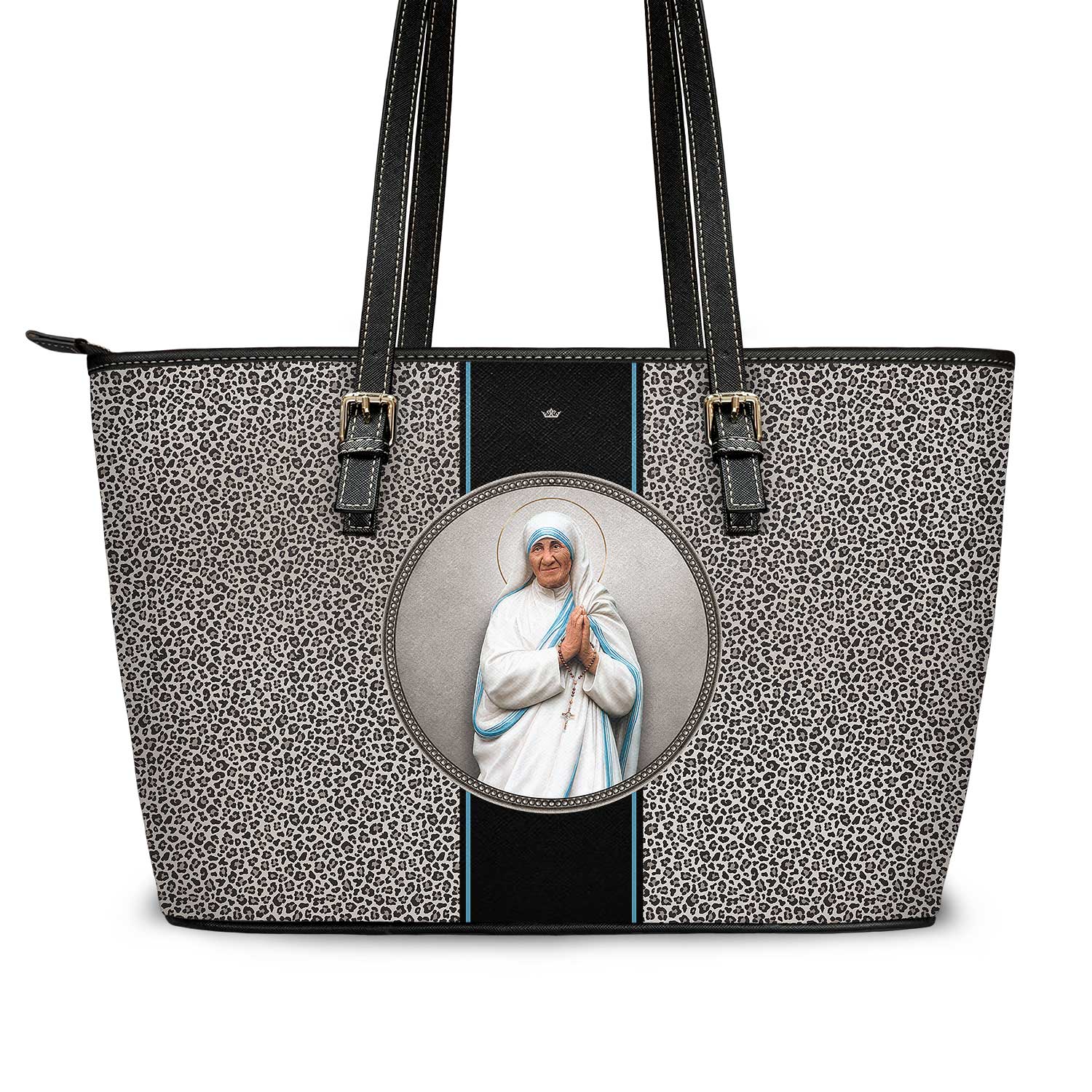 St. Mother Teresa Medallion Tote Bag (Leopard) - VENXARA®