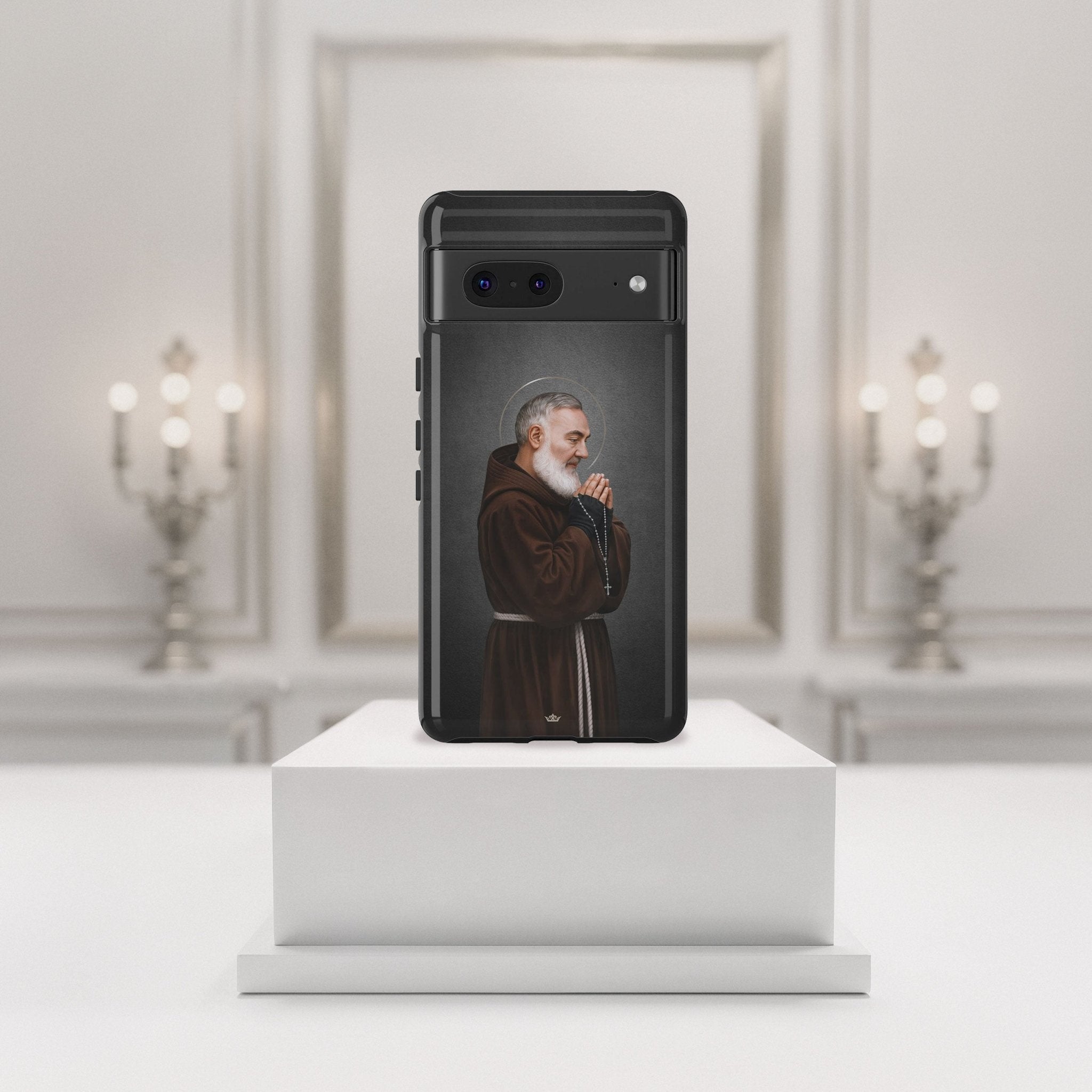 St. Padre Pio Hard Phone Case (Dark) - Venxara