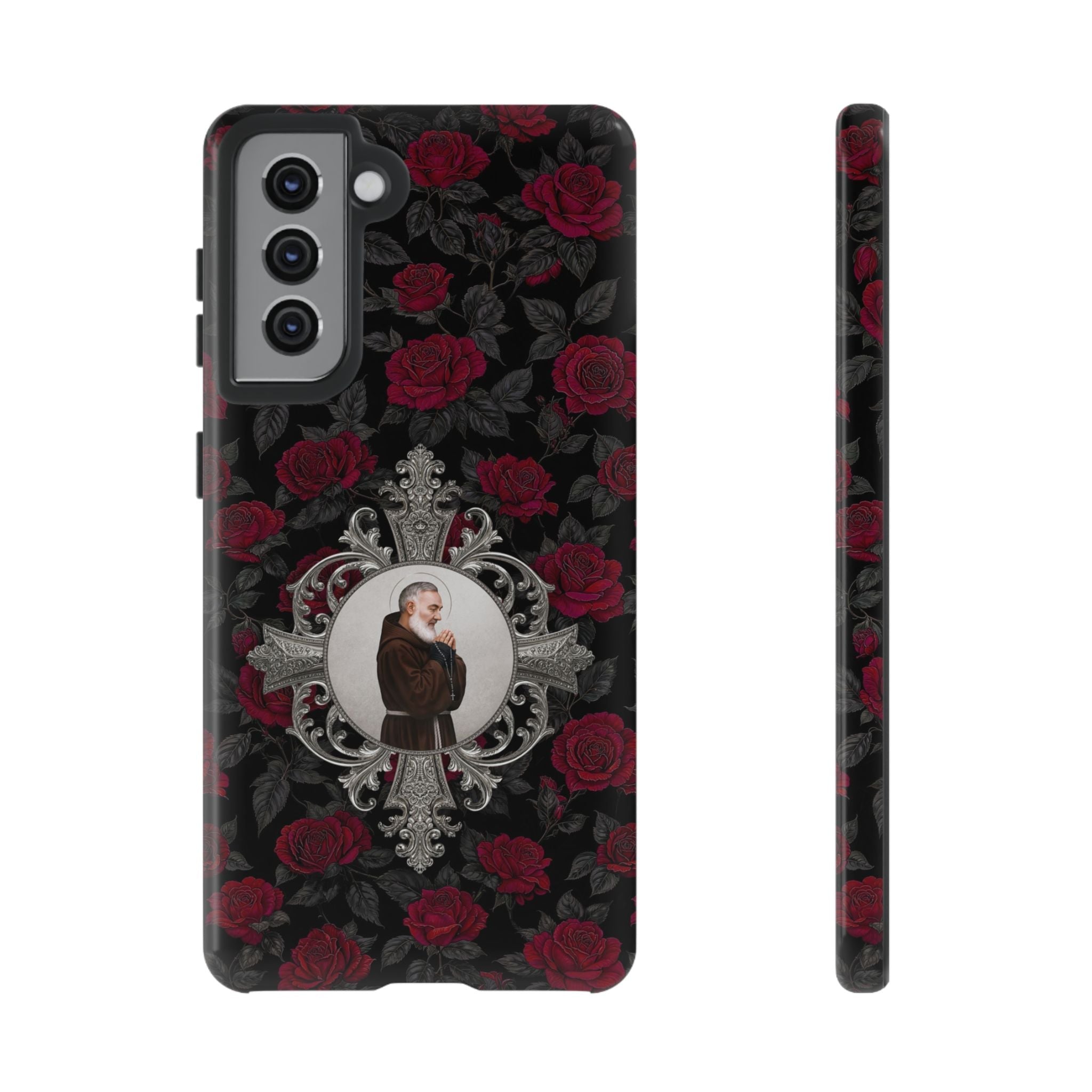 St. Padre Pio Hard Phone Case (Roses) - Venxara