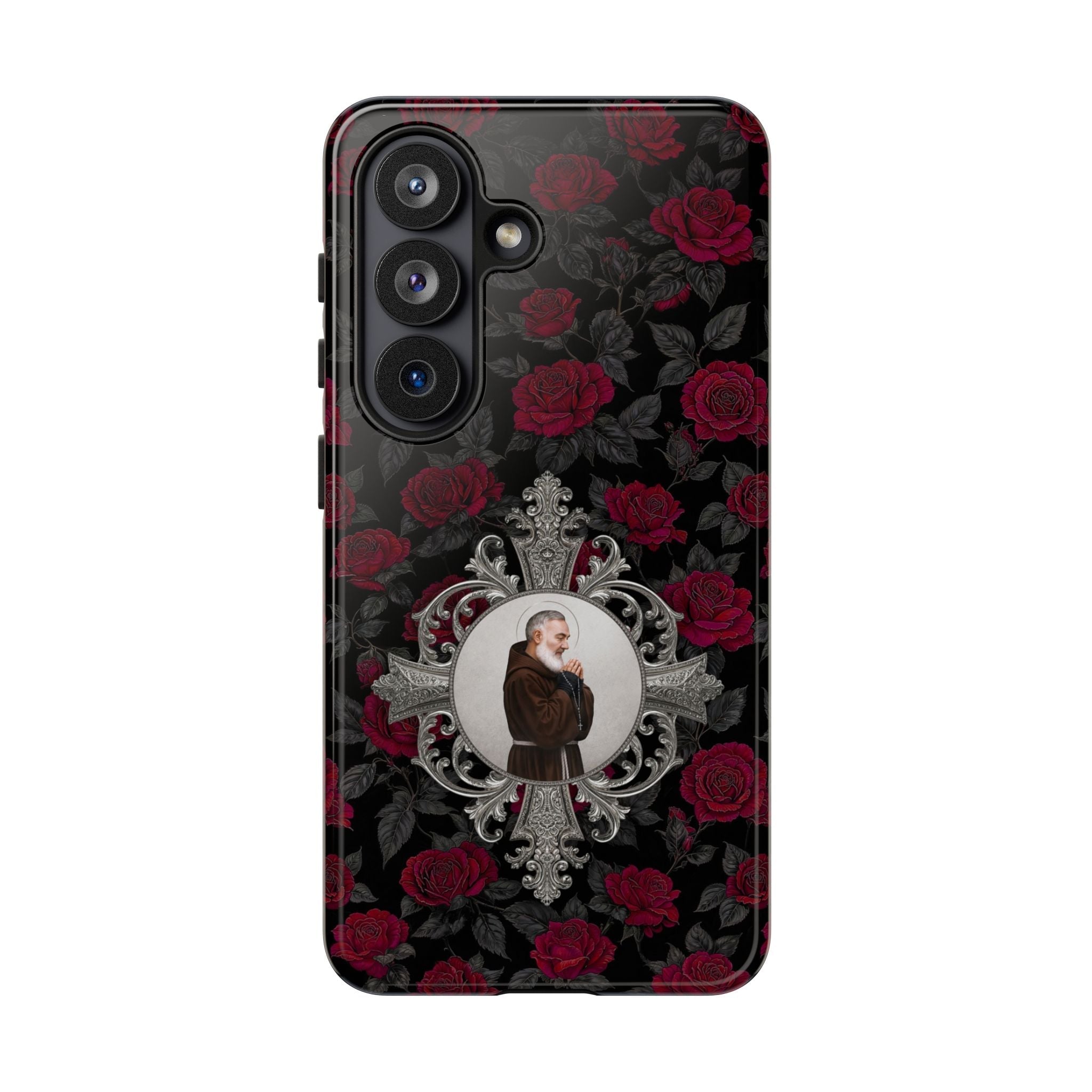 St. Padre Pio Hard Phone Case (Roses) - Venxara