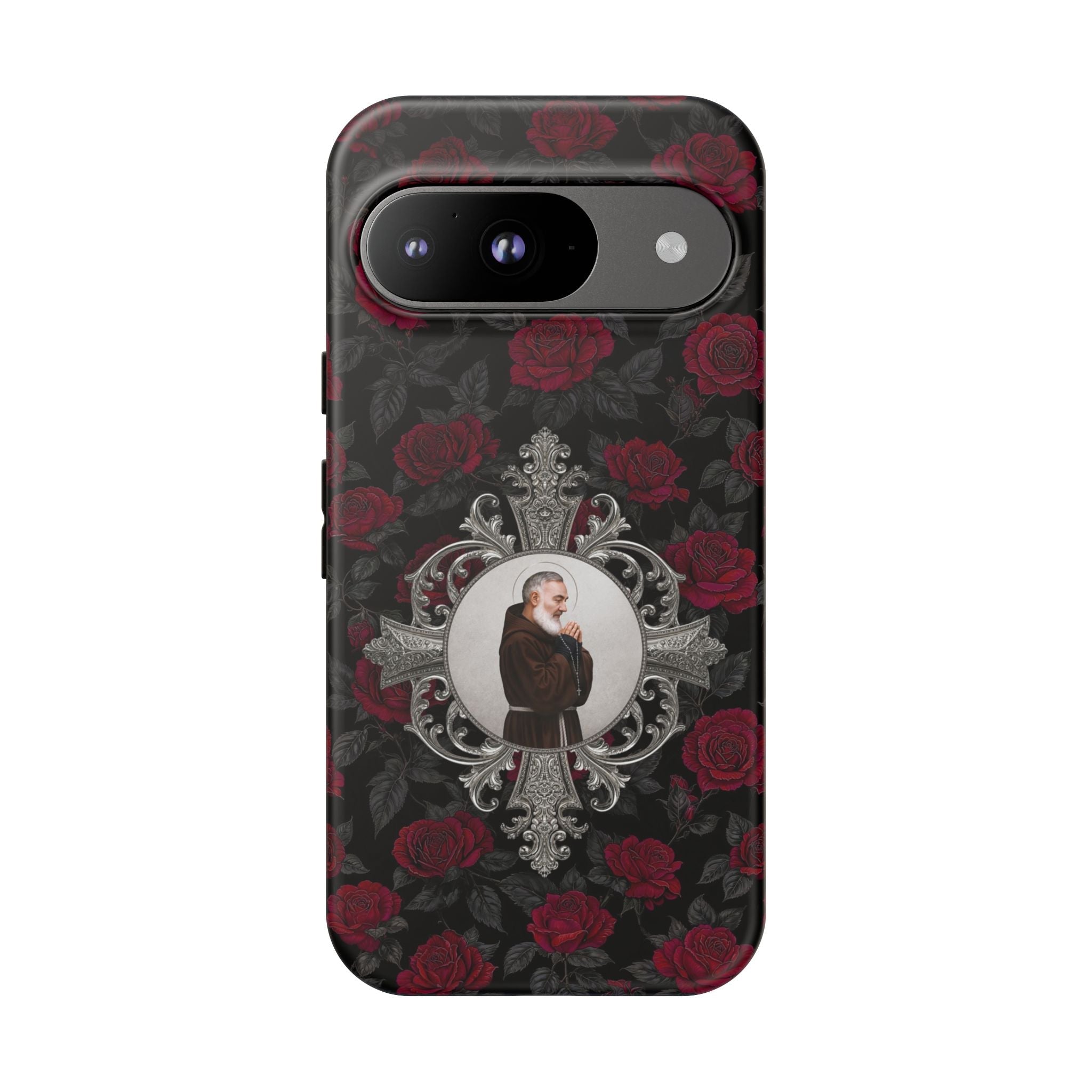 St. Padre Pio Hard Phone Case (Roses) - Venxara