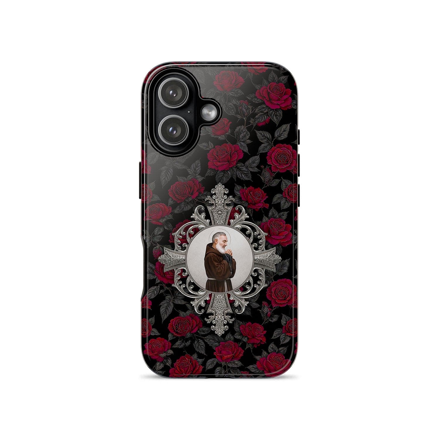 St. Padre Pio Hard Phone Case (Roses) Copyright VENXARA