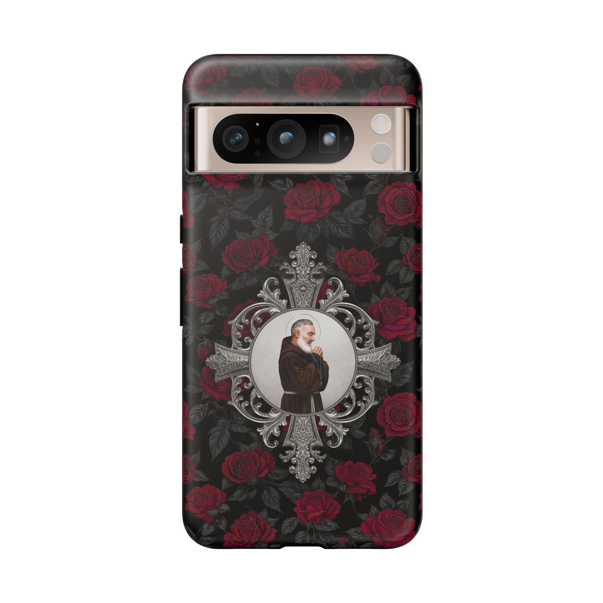 St. Padre Pio Hard Phone Case (Roses) - Venxara