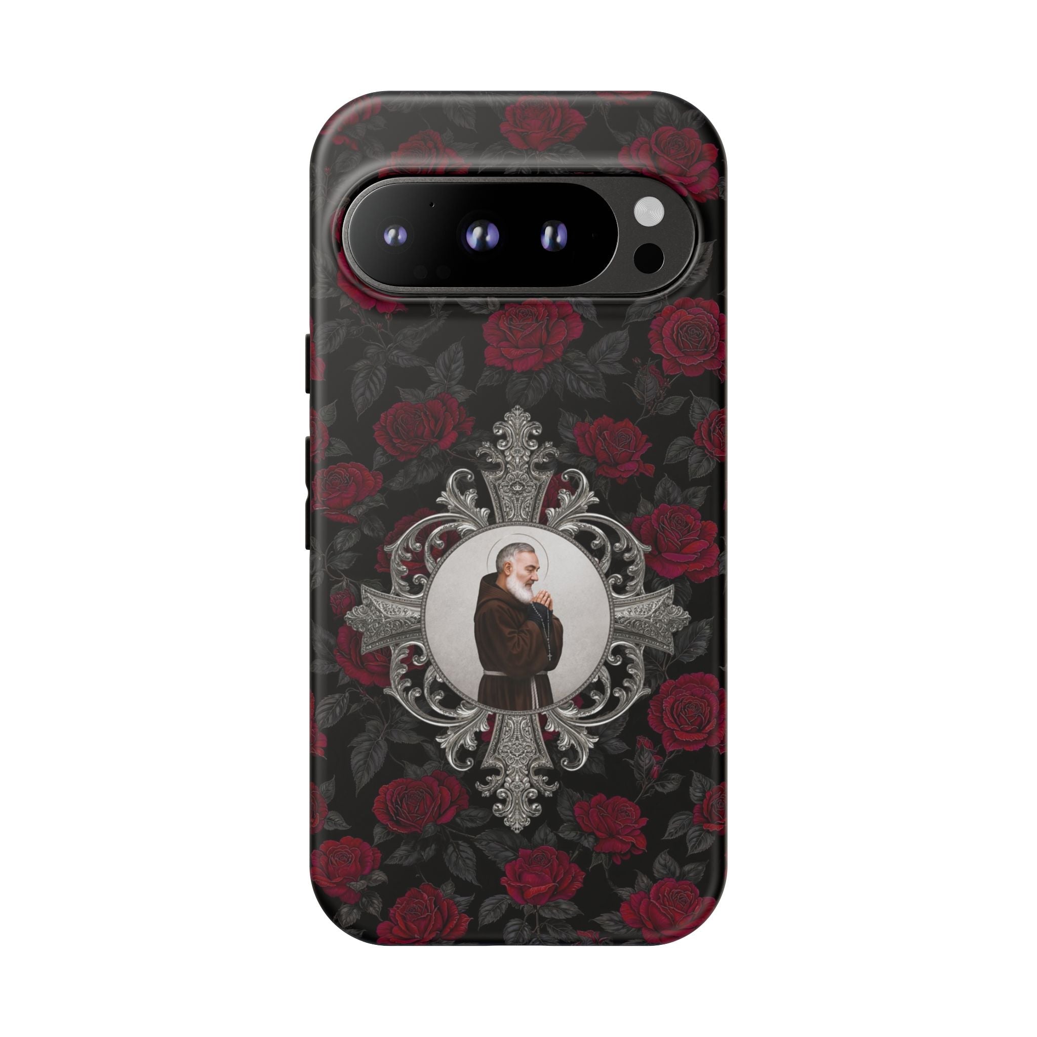 St. Padre Pio Hard Phone Case (Roses) - Venxara