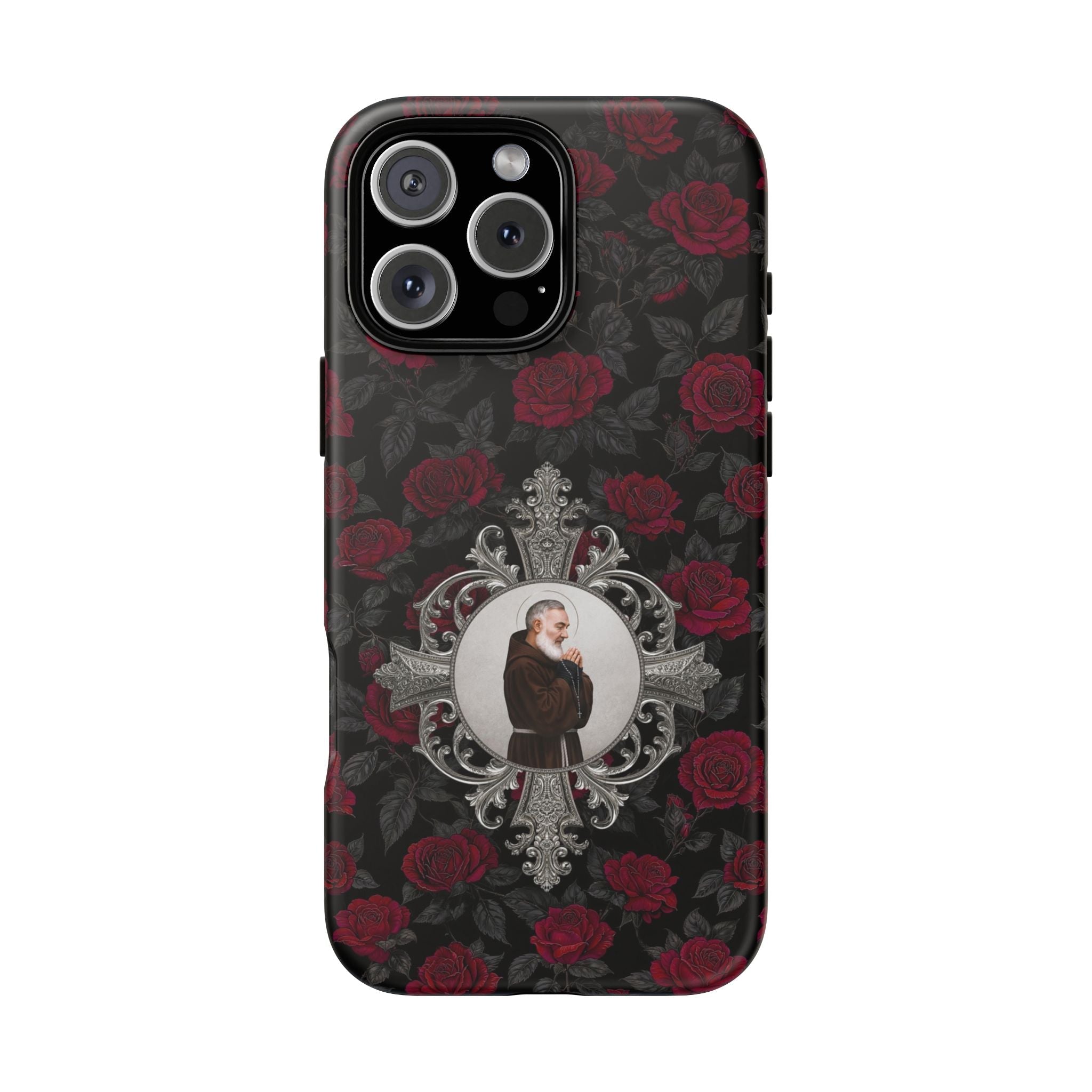 St. Padre Pio Hard Phone Case (Roses) - Venxara