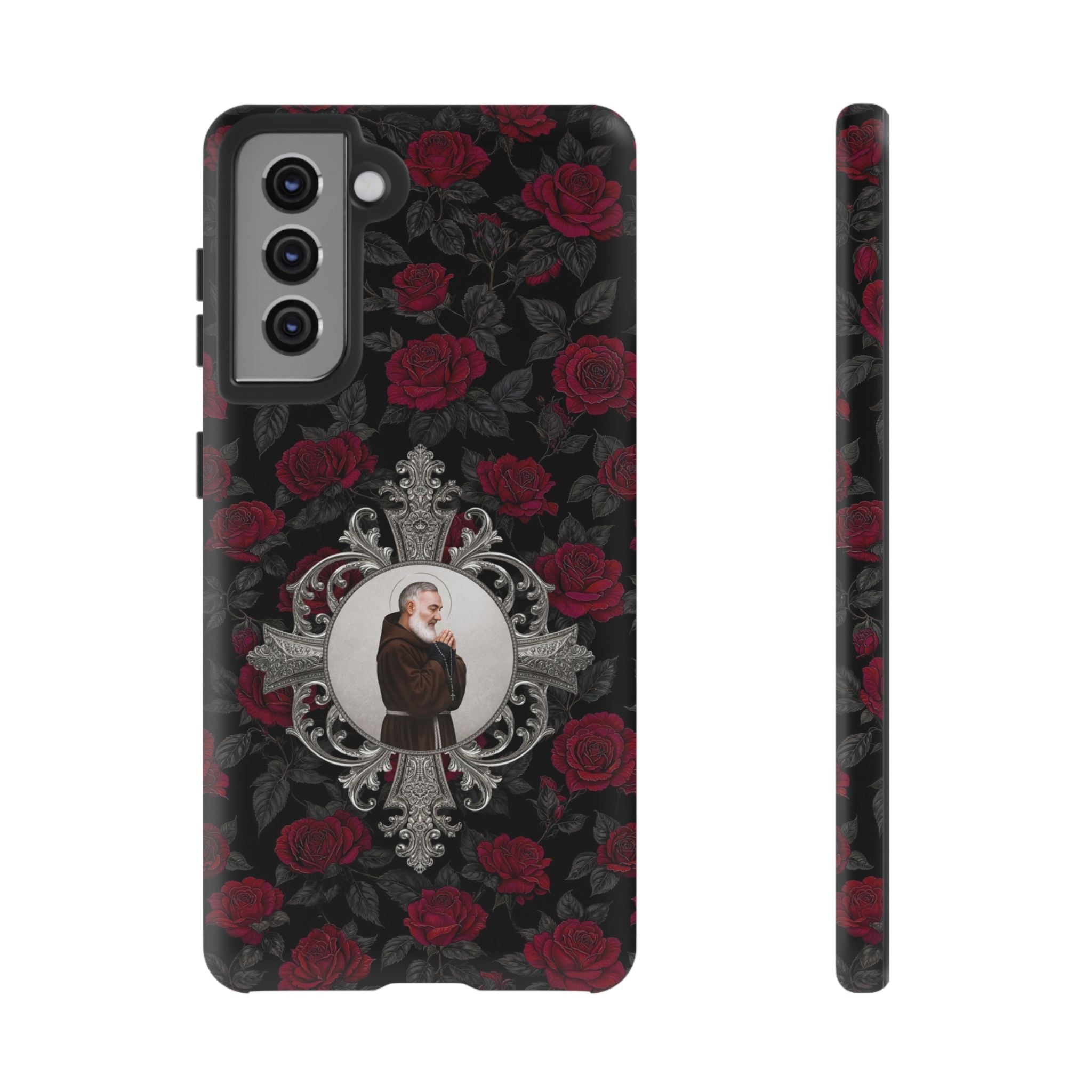 St. Padre Pio Hard Phone Case (Roses) - Venxara