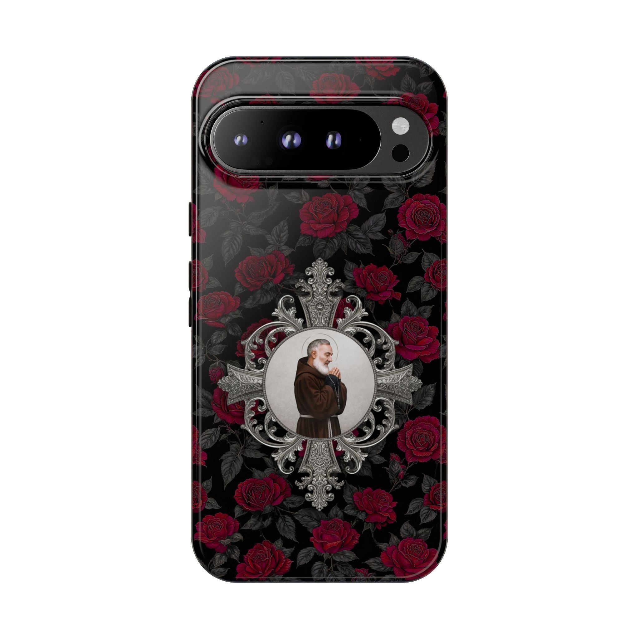 St. Padre Pio Hard Phone Case (Roses) - Venxara